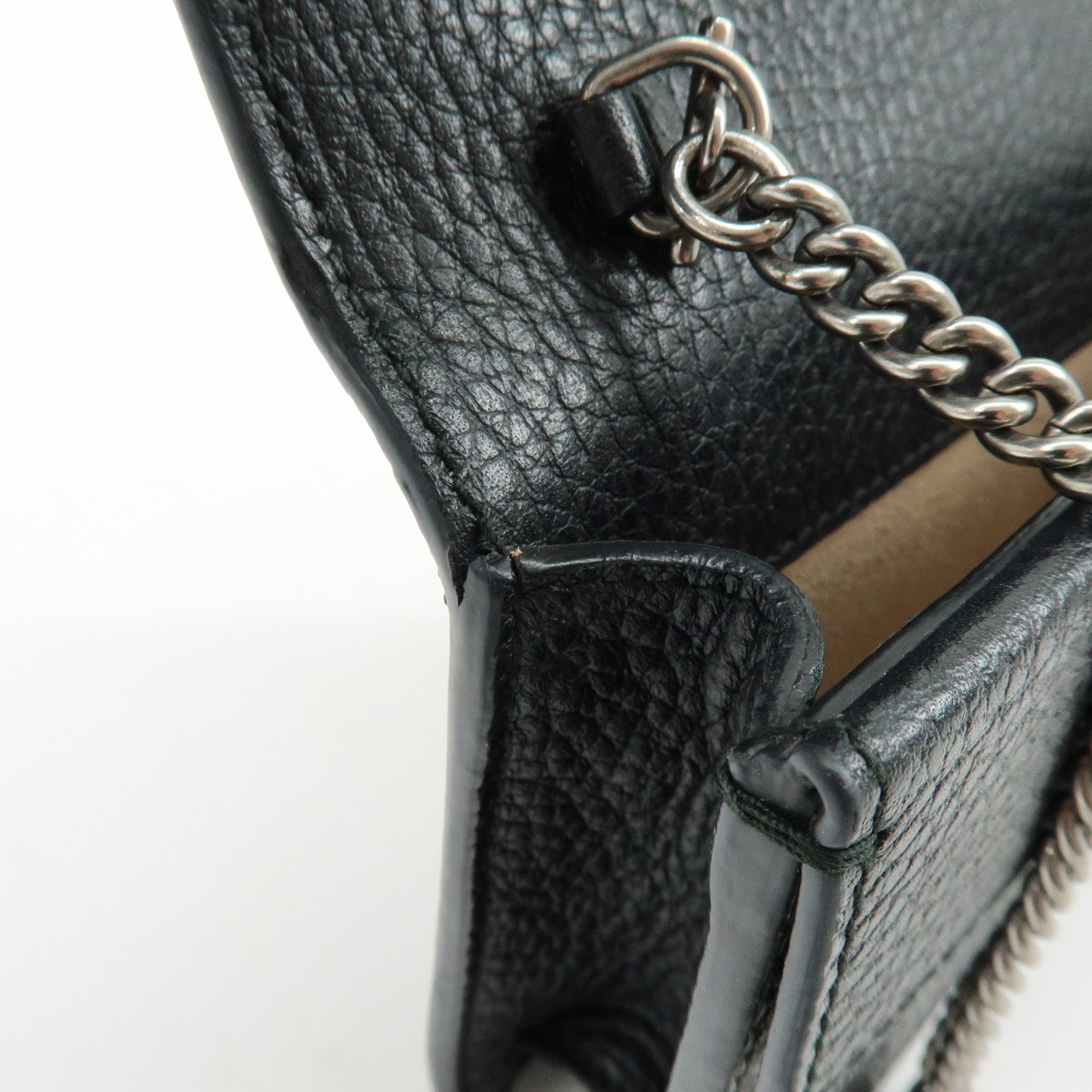 GUCCI Dionysus Super Mini Bag Leather Chain Shoulder Bag Black