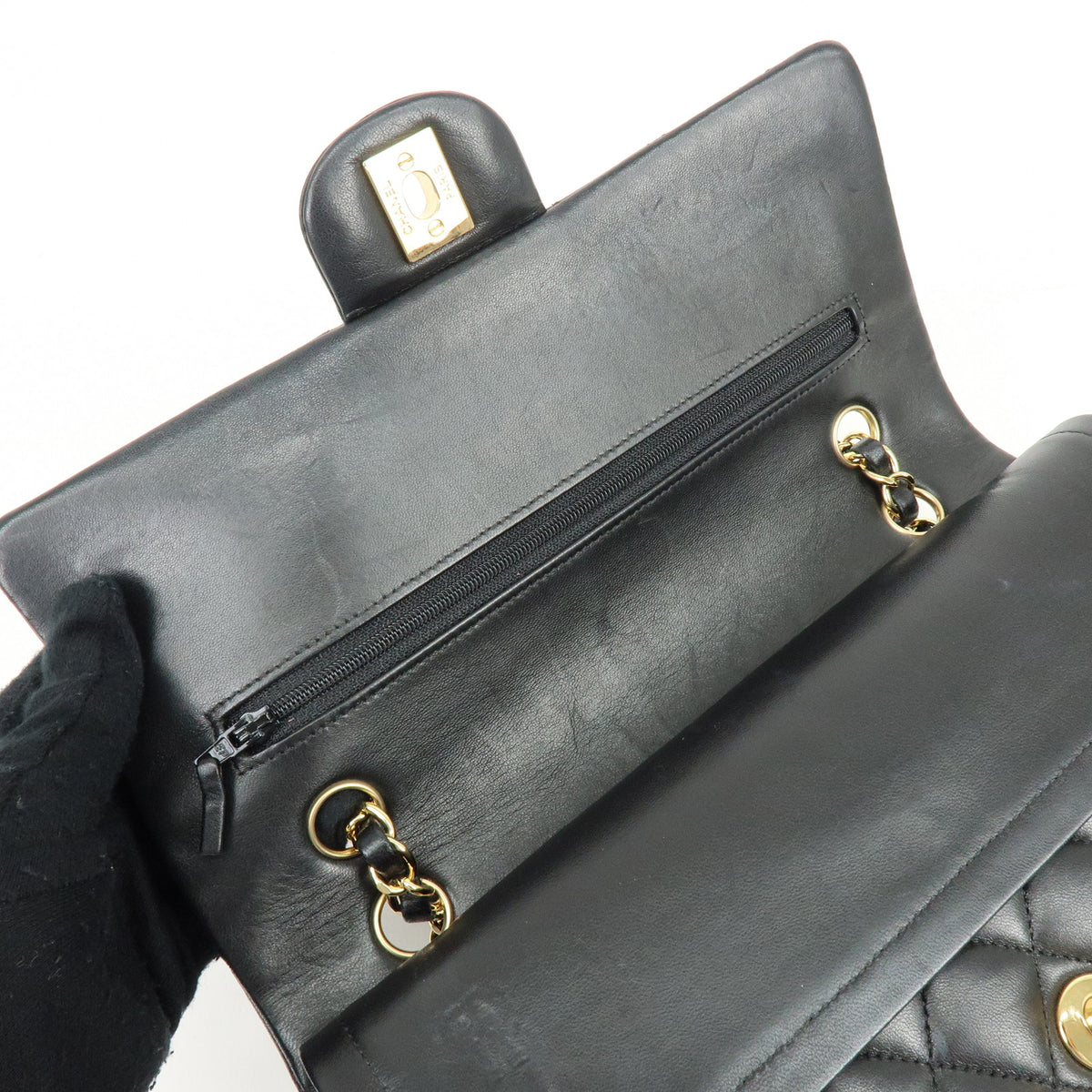 CHANEL Matelasse 25 Lamb Skin Double Flap Chain Shoulder Bag A01112