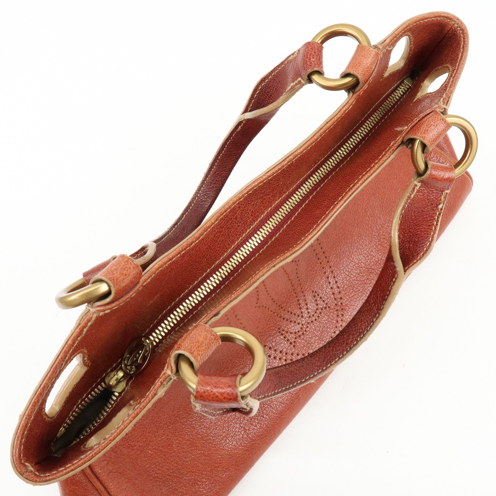 Cartier Marcello de Cartier Leather Hand Bag Tote Bag Brown