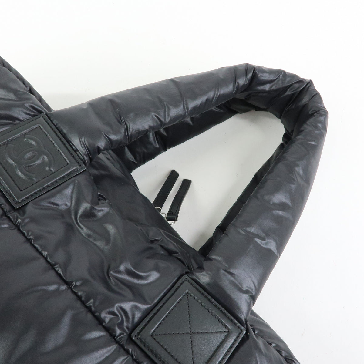 CHANEL COCO COCOON COCO Mark Nylon Leather Boston Bag Black A47092