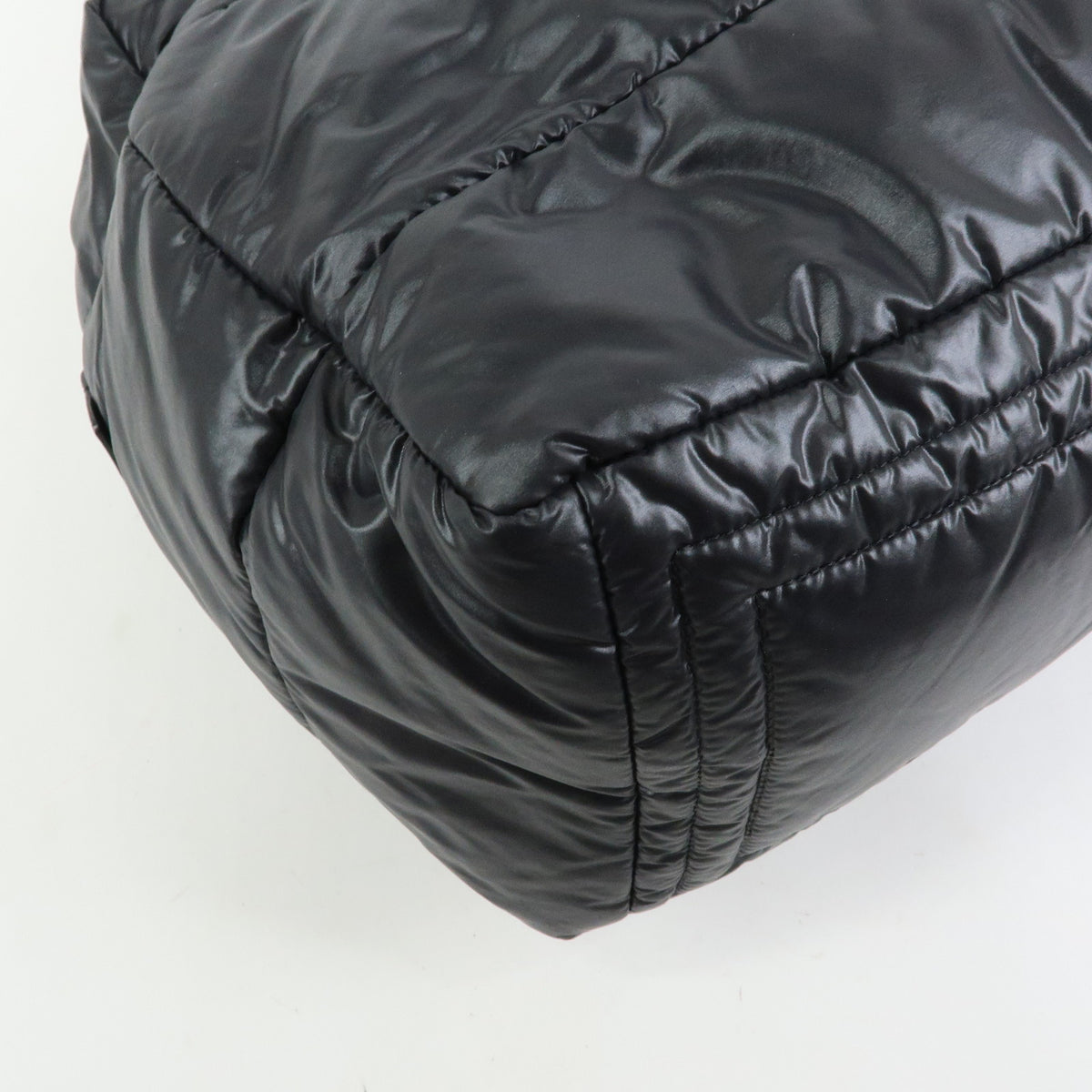 CHANEL COCO COCOON COCO Mark Nylon Leather Boston Bag Black A47092