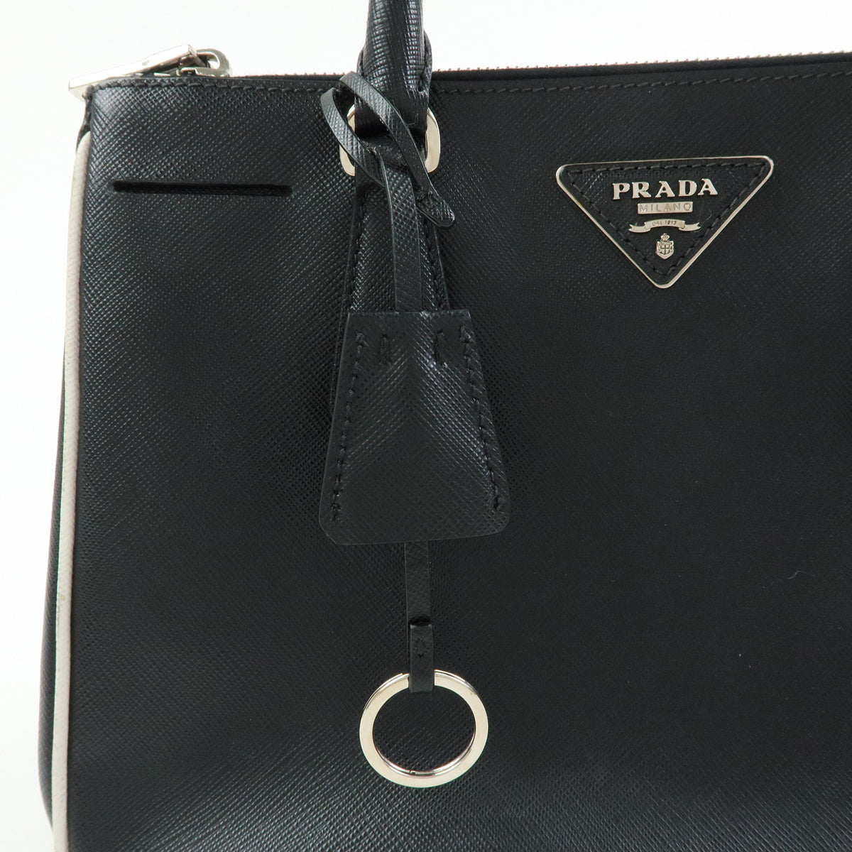PRADA Galleria Triangle Logo Saffiano Leather 2way Bag Black 1BA801