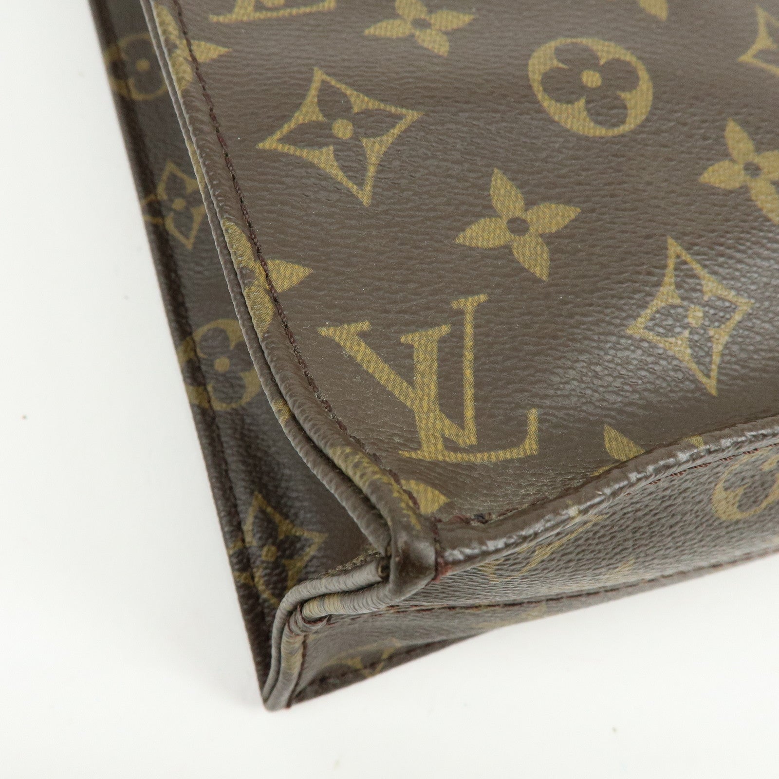 Louis Vuitton Monogram Sac Plat Tote Bag Hand Bag Brown M51140
