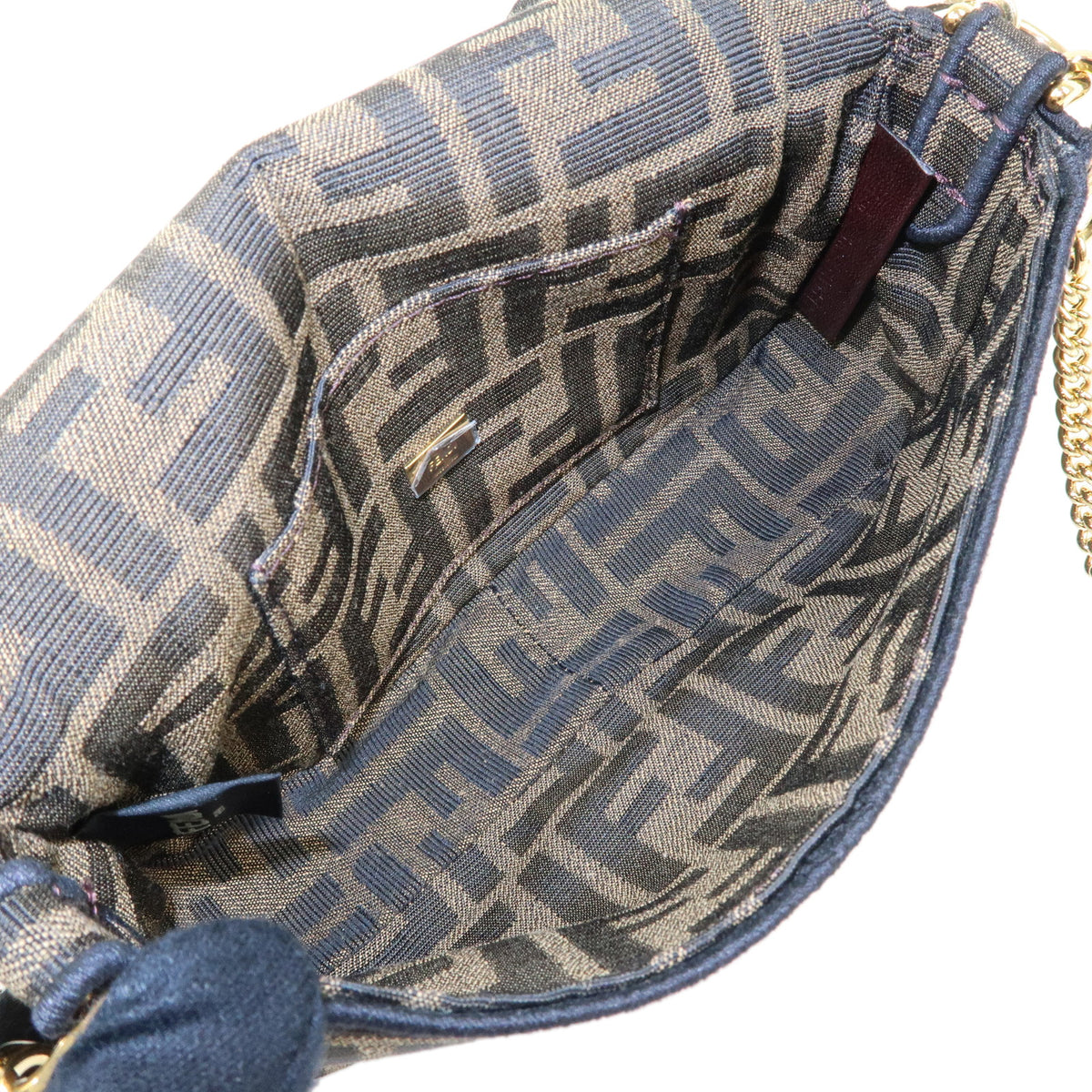 FENDI Zucca Jacquard Canvas 2Way Baguette Bag Mini Brown 8BS017