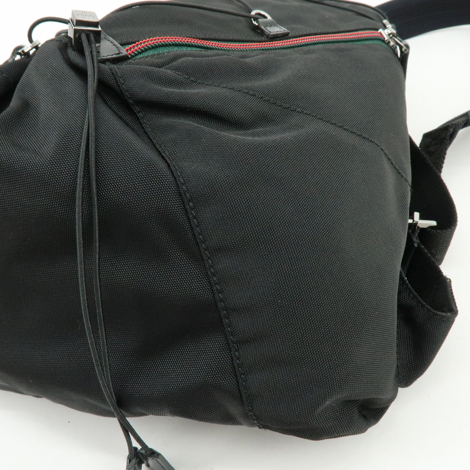 GUCCI Sherry Canvas Leather Backpack Rucksack Black 122349