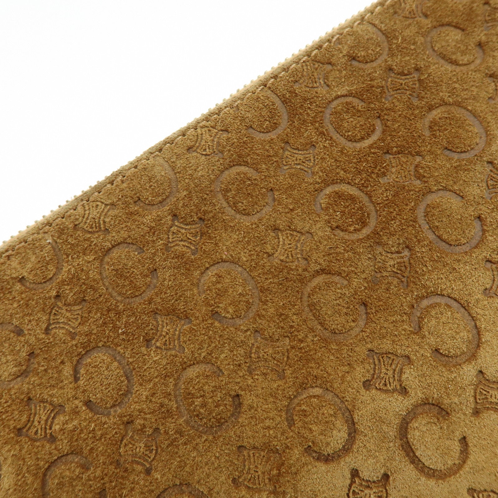 CELINE C Macadam Suede Leather Shoulder Bag Hand Bag Brown