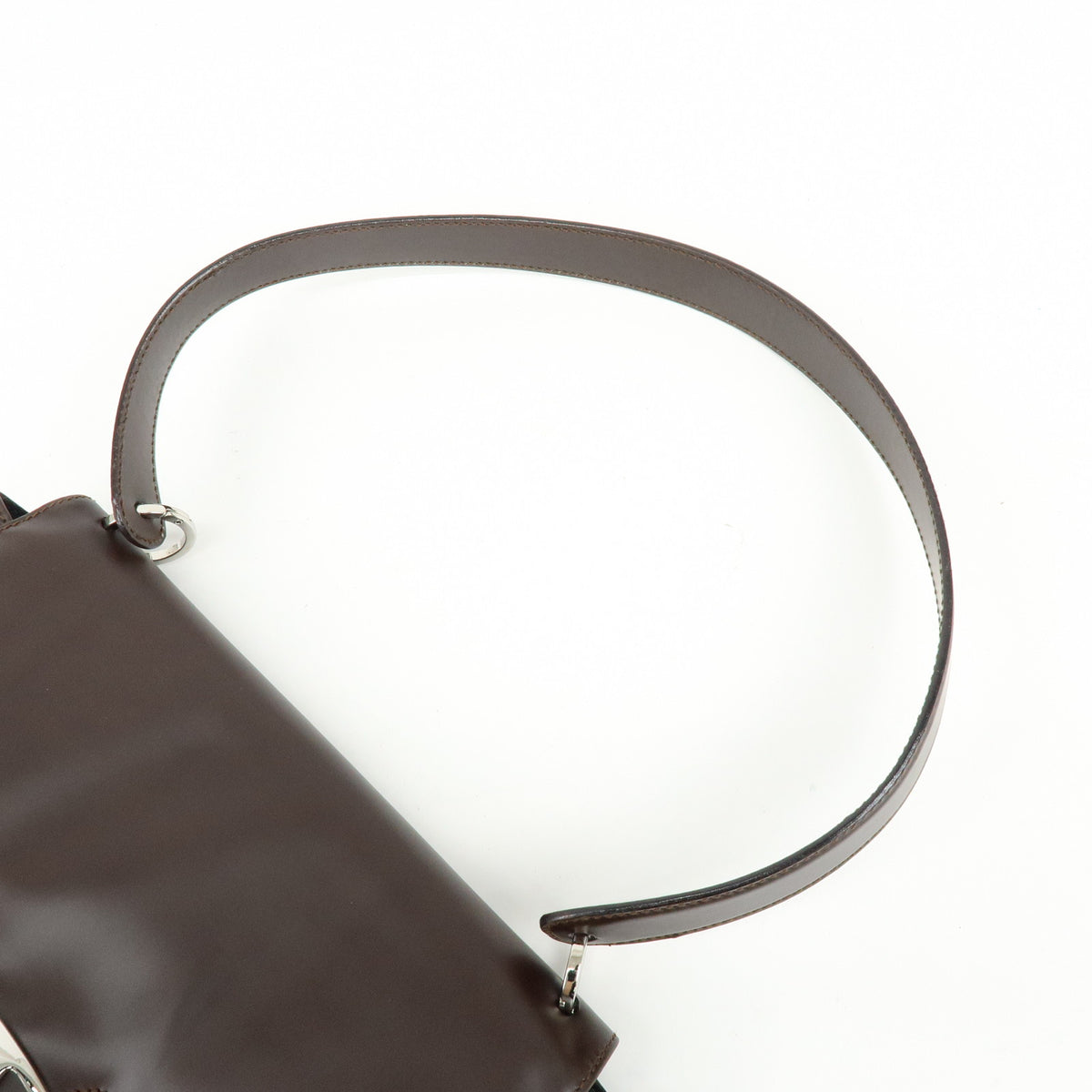 Ferragamo Vara Leather Shoulder Bag Hand Bag Dark Brown