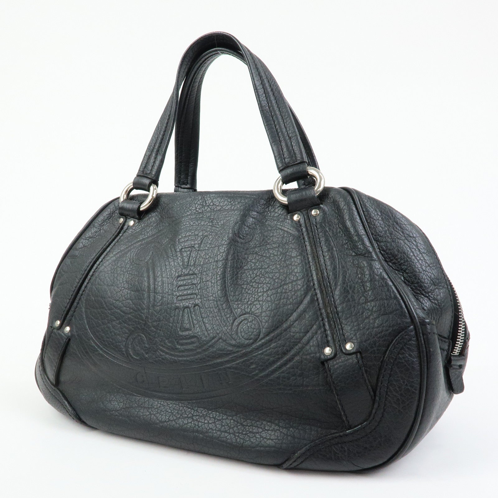 CELINE Macadam Leather Shoulder Bag Hand Bag Black
