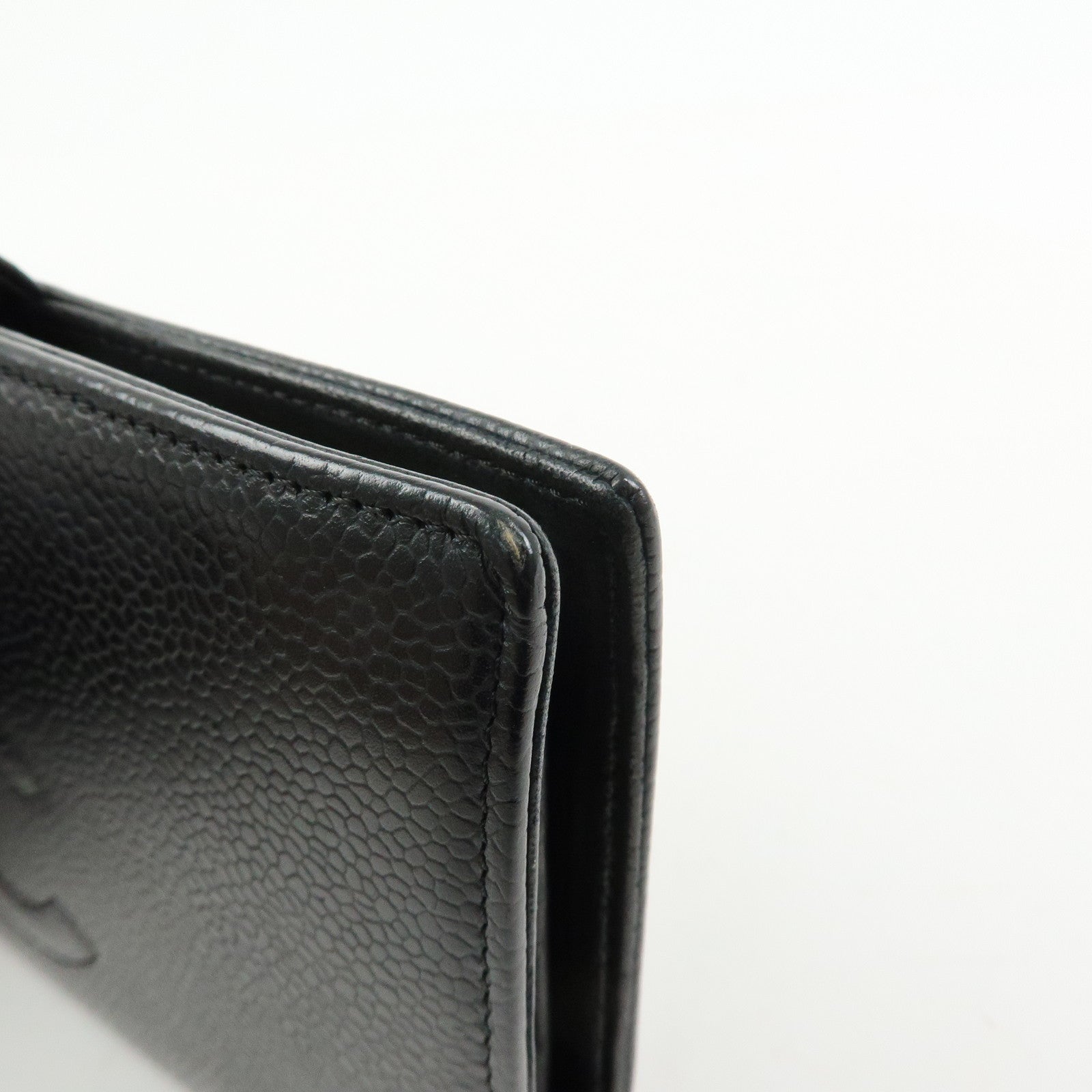 CHANEL COCO Mark Caviarskin Bi-fold Long Wallet  Black A82281
