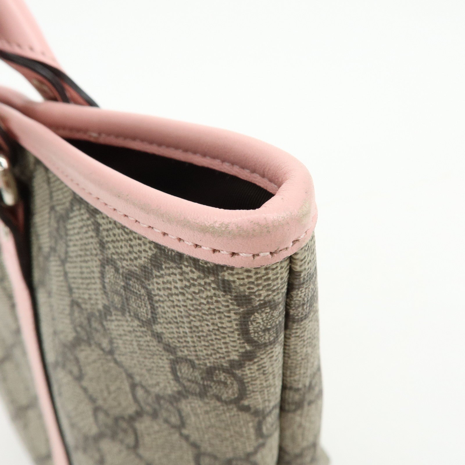 GUCCI Children's GG Supreme Leather Tote Bag Hand Bag Beige Pink 297557