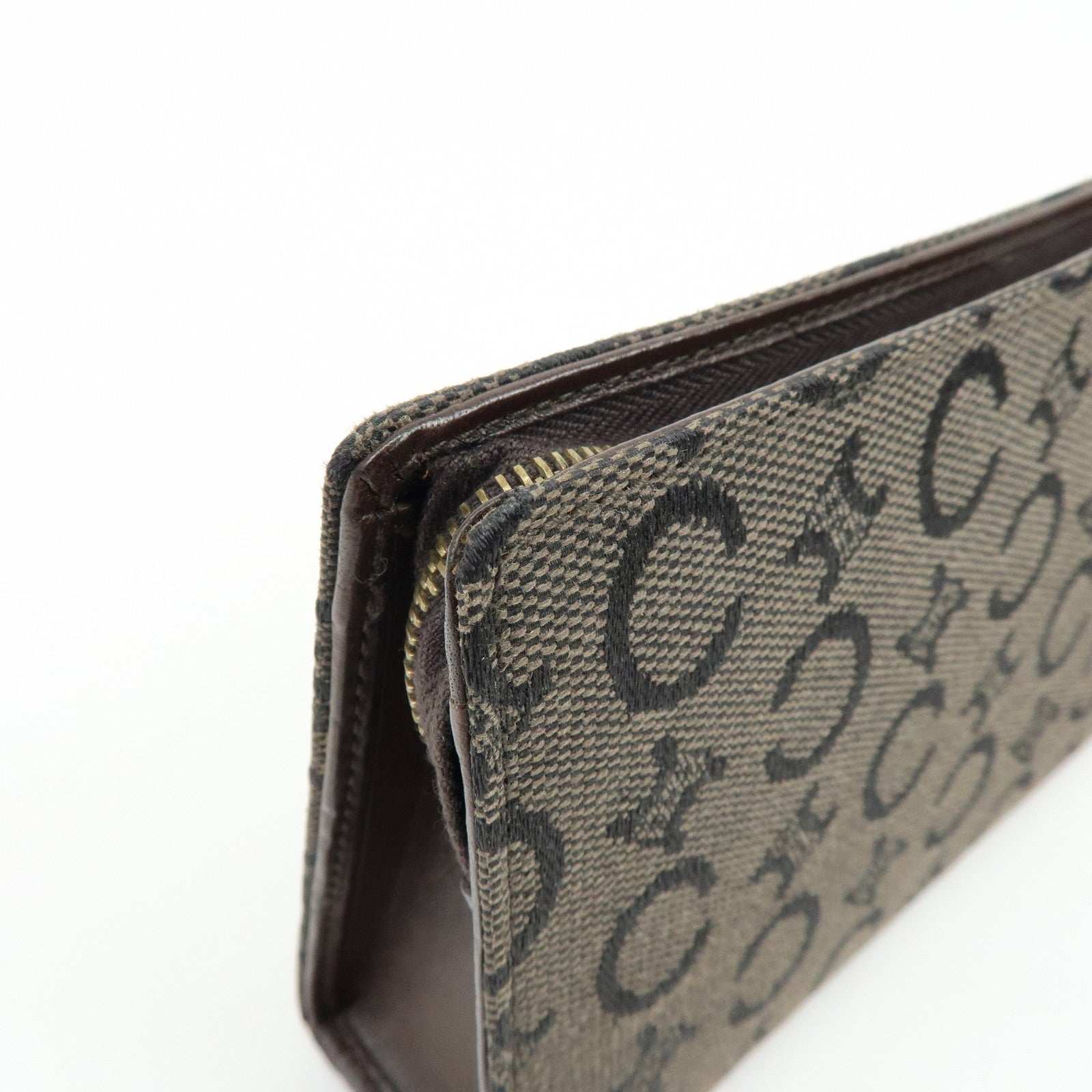 CELINE C Macadam Canvas Mini Cosmetic Pouch Makeup Bag Brown