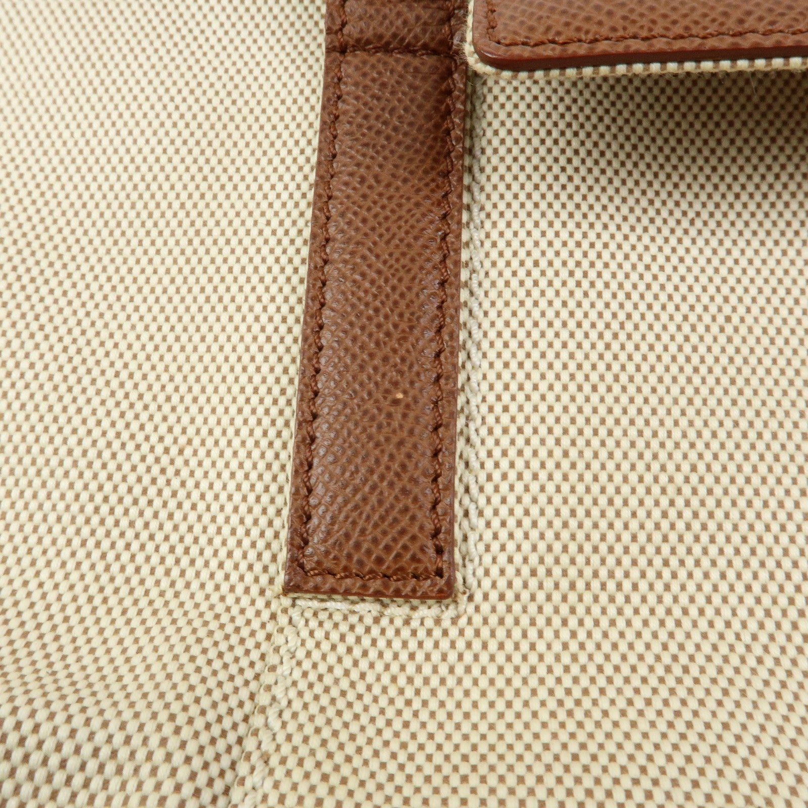 BVLGARI Canvas Leather Flap Shoulder Hand Bag Beige Brown