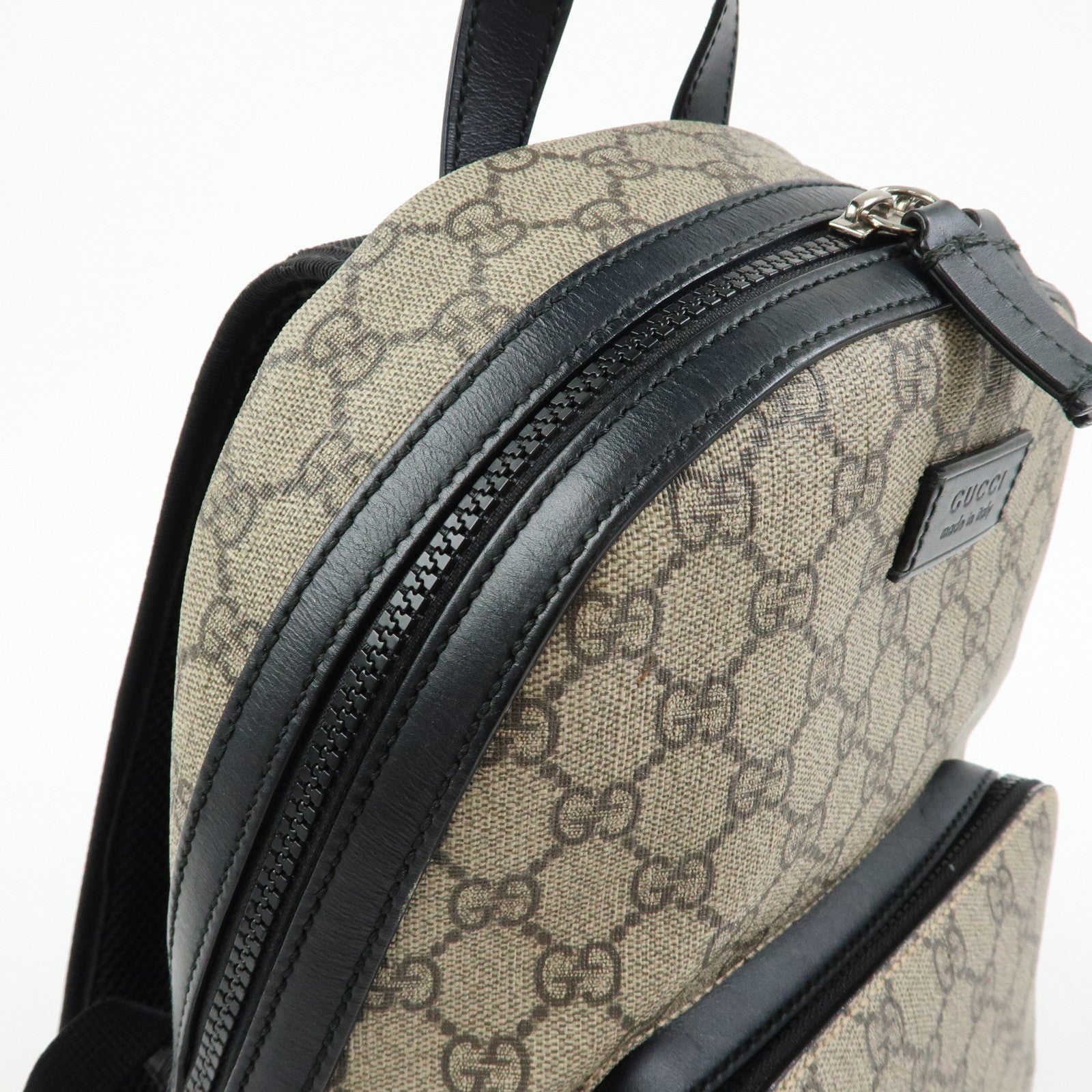 GUCCI GG Supreme Leather Backpack Rucksack Beige Black 429020
