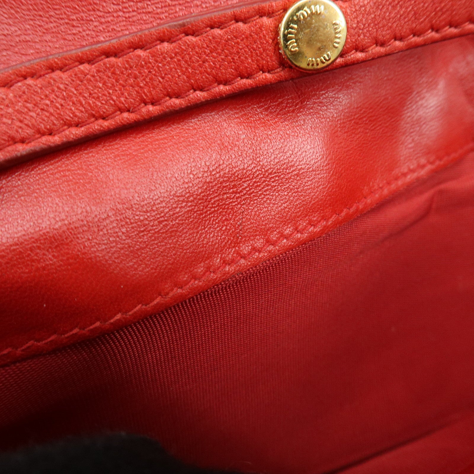 MIU MIU Nappa Leather Chain Long Wallet Shoulder Bag Red