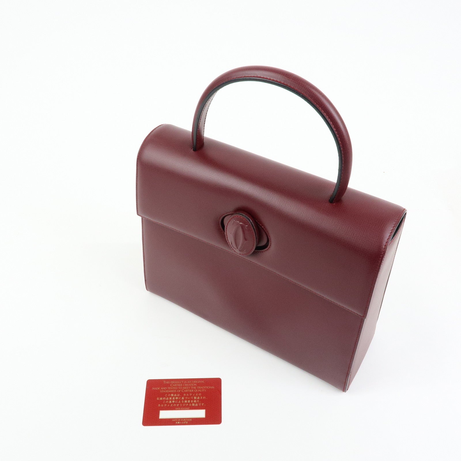 Cartier Must de Cartier Leather Top Handle Hand Bag Bordeaux
