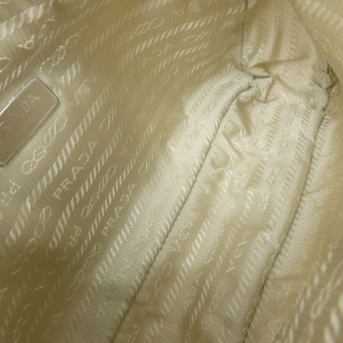PRADA Triangle Logo Nylon Hand Bag Shoulder Bag Ivory 1NE515