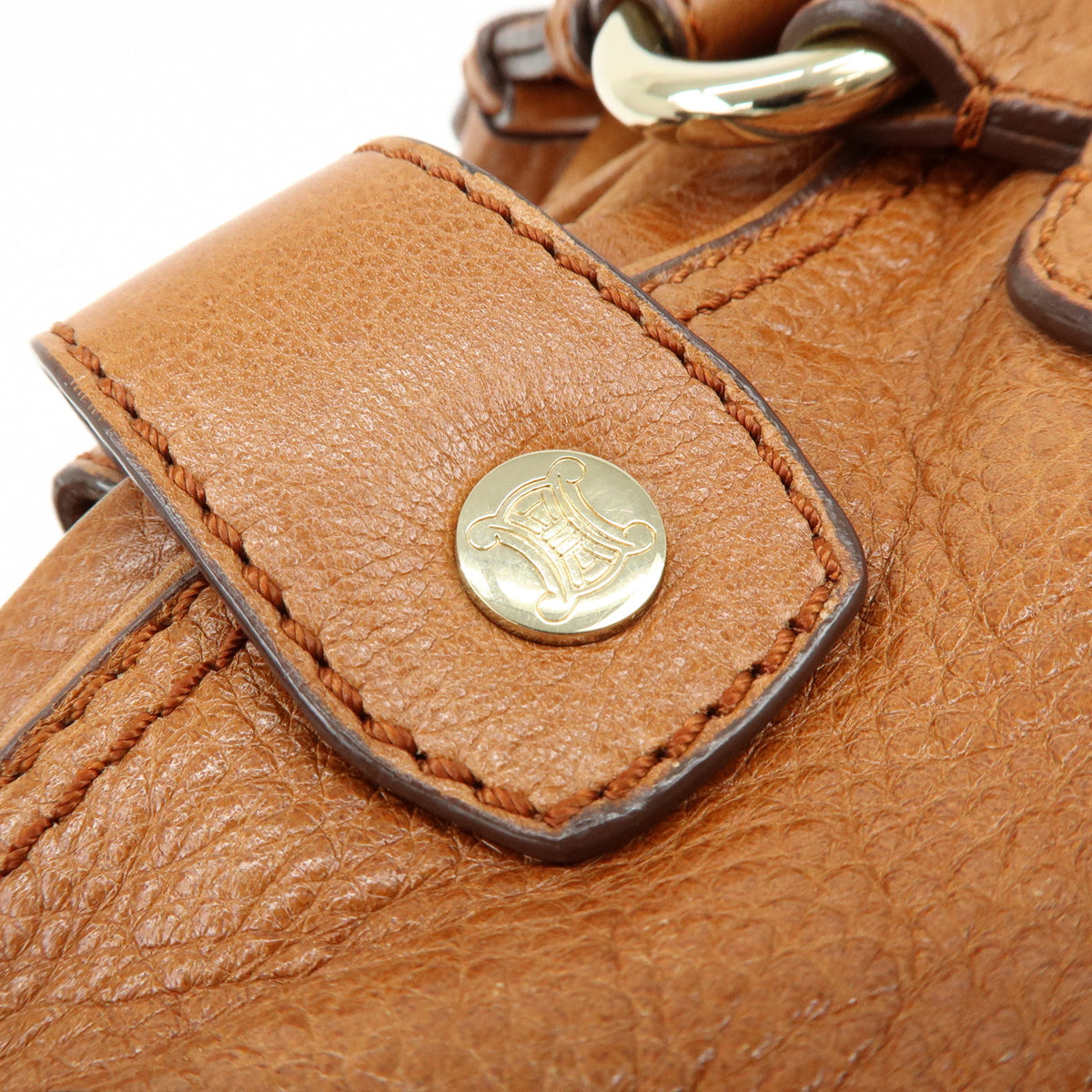 CELINE Macadam Leather Shoulder Bag Boston Bag Brown