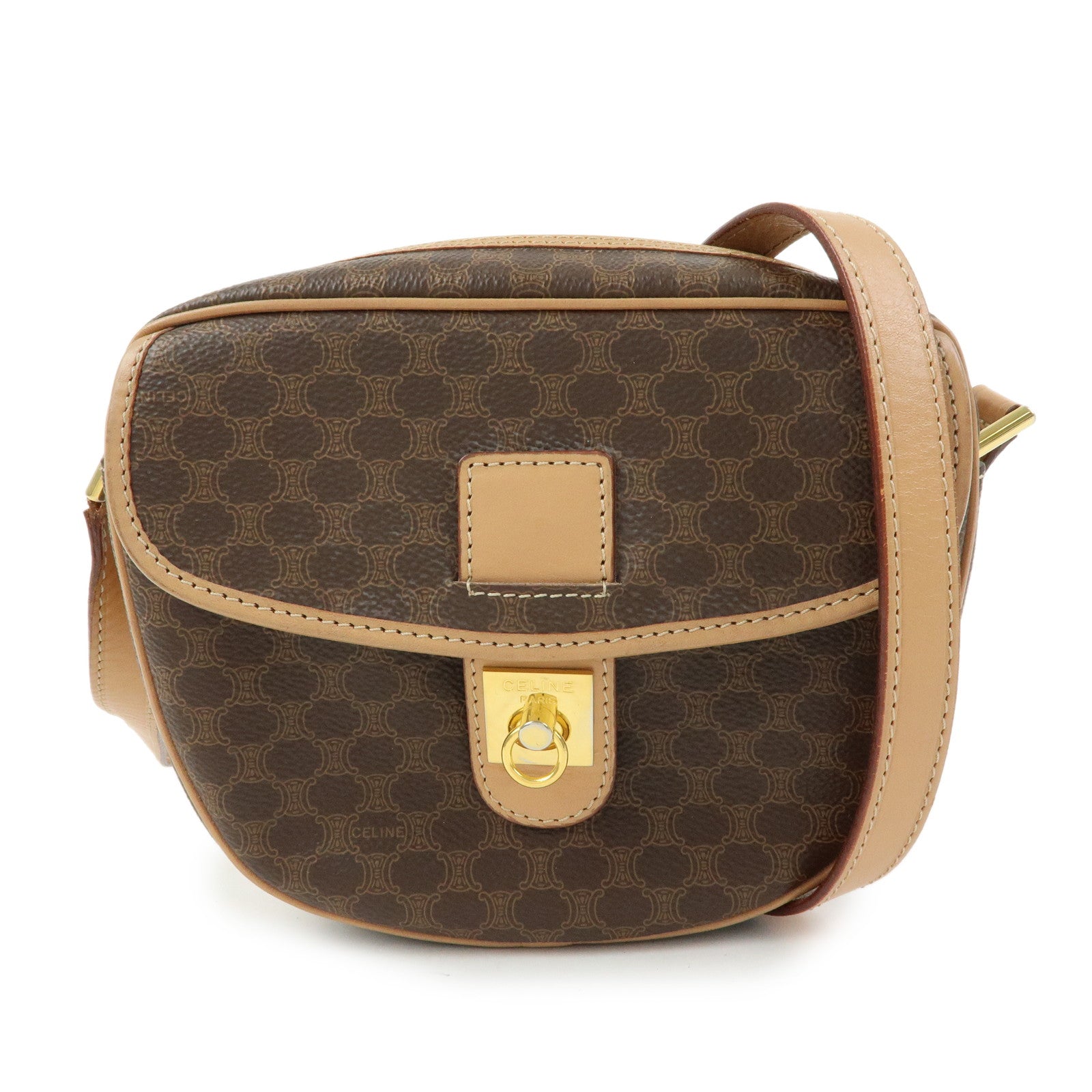 CELINE Macadam PVC Leather Shoulder Bag Crossbody Bag Brown
