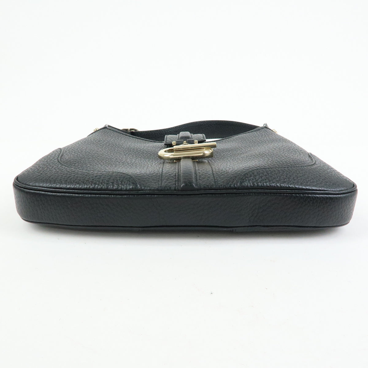 GUCCI Logo Leather Shoulder Bag Hand Bag Black 130779