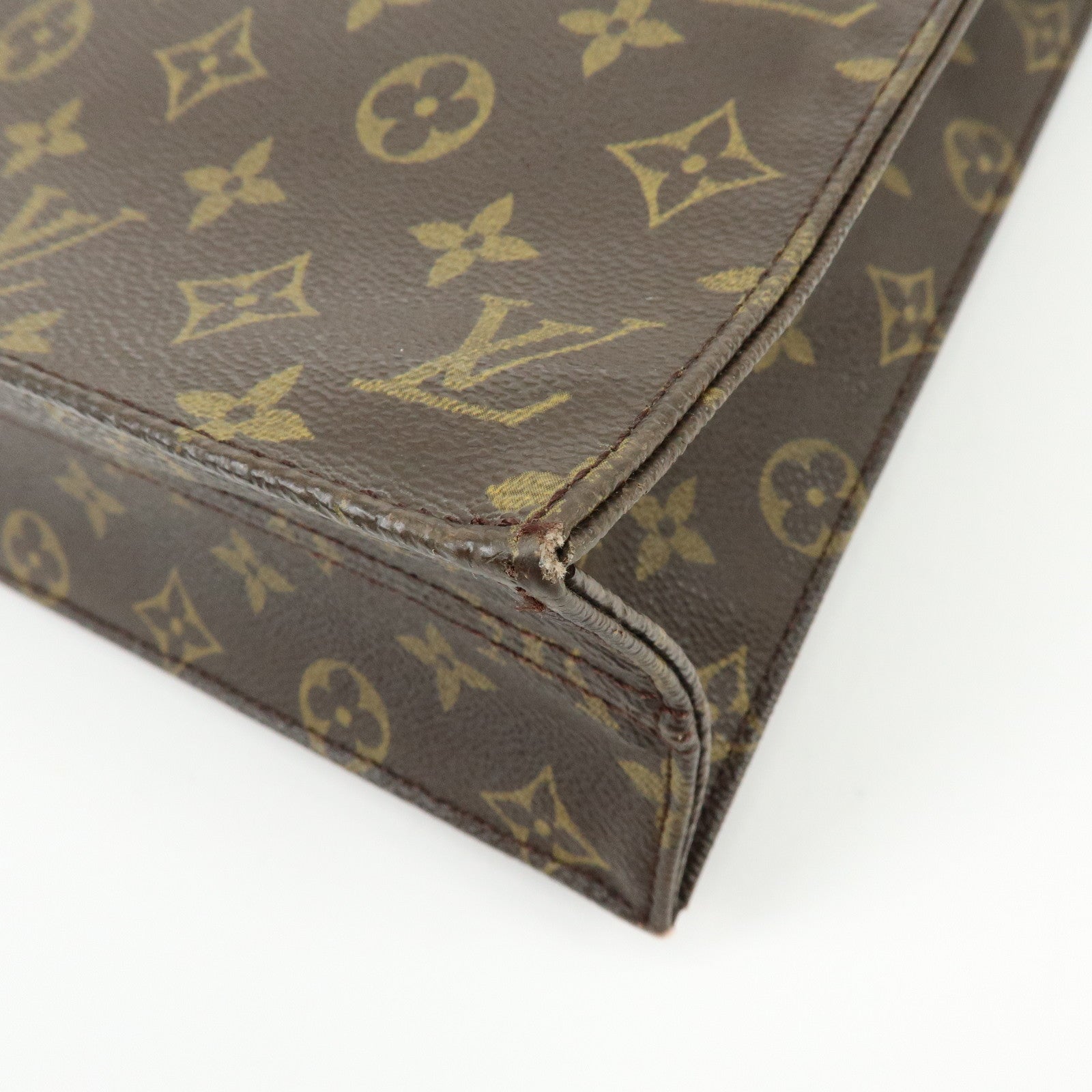 Louis Vuitton Monogram Sac Plat Tote Bag Hand Bag Brown M51140