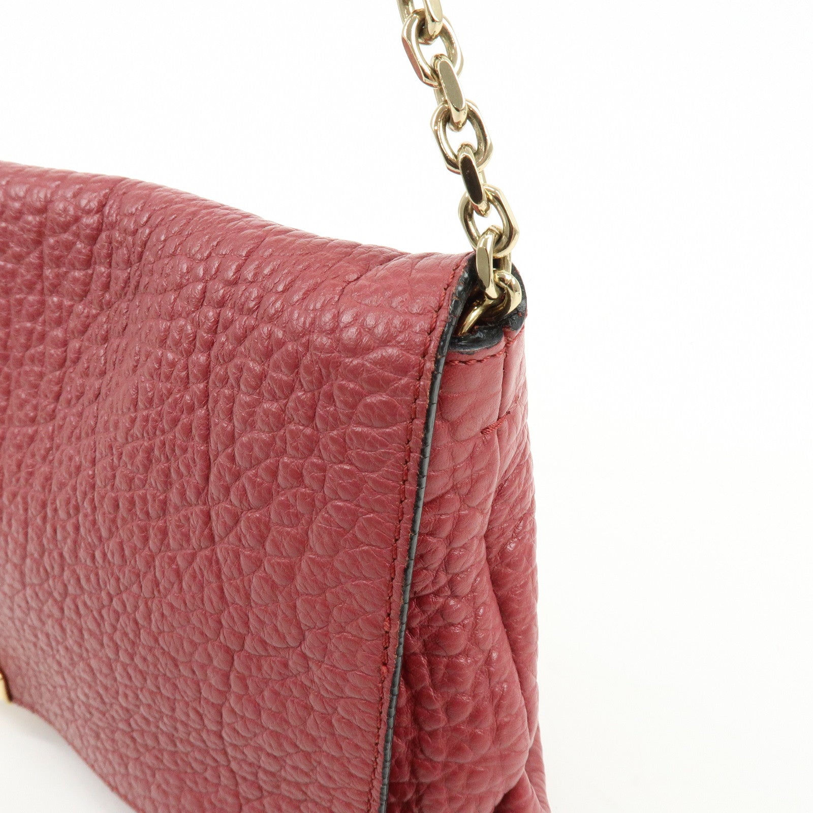 BURBERRY Leather Chain Shoulder Bag Clutch Bag Pink