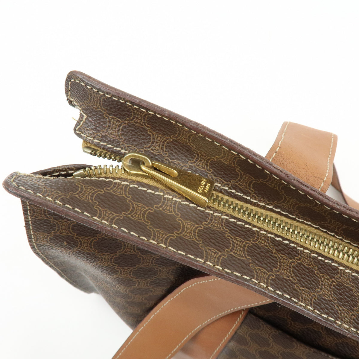 CELINE Macadam PVC Leather Shoulder Bag Hand Bag Brown