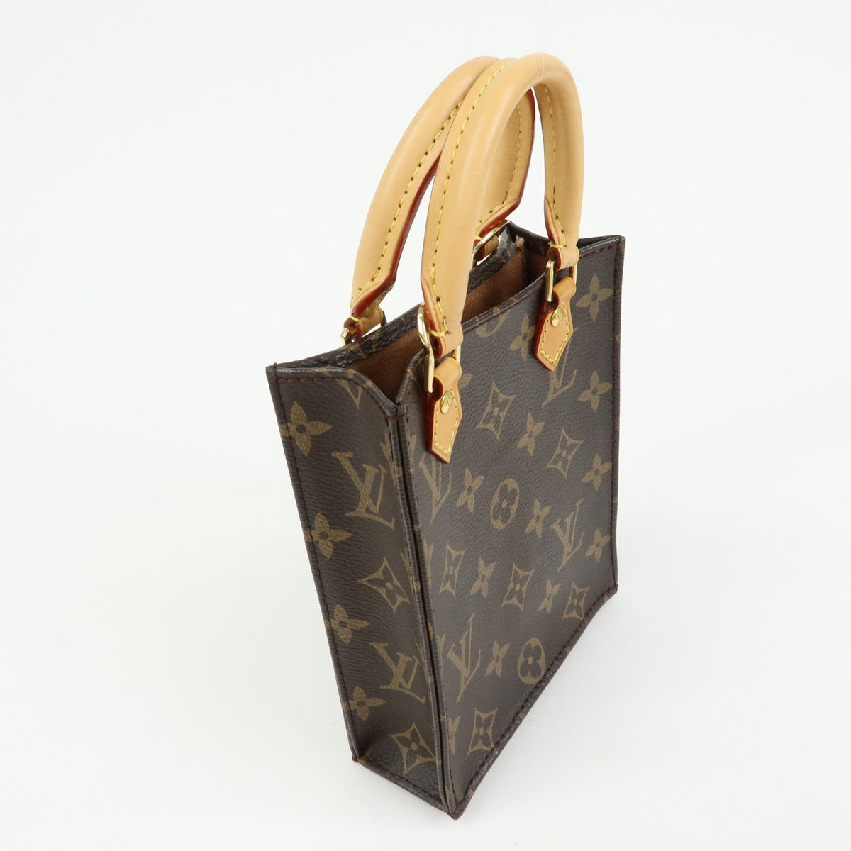 Louis Vuitton Monogram Petit Sac Plat 2Way Shoulder Bag Brown M69442