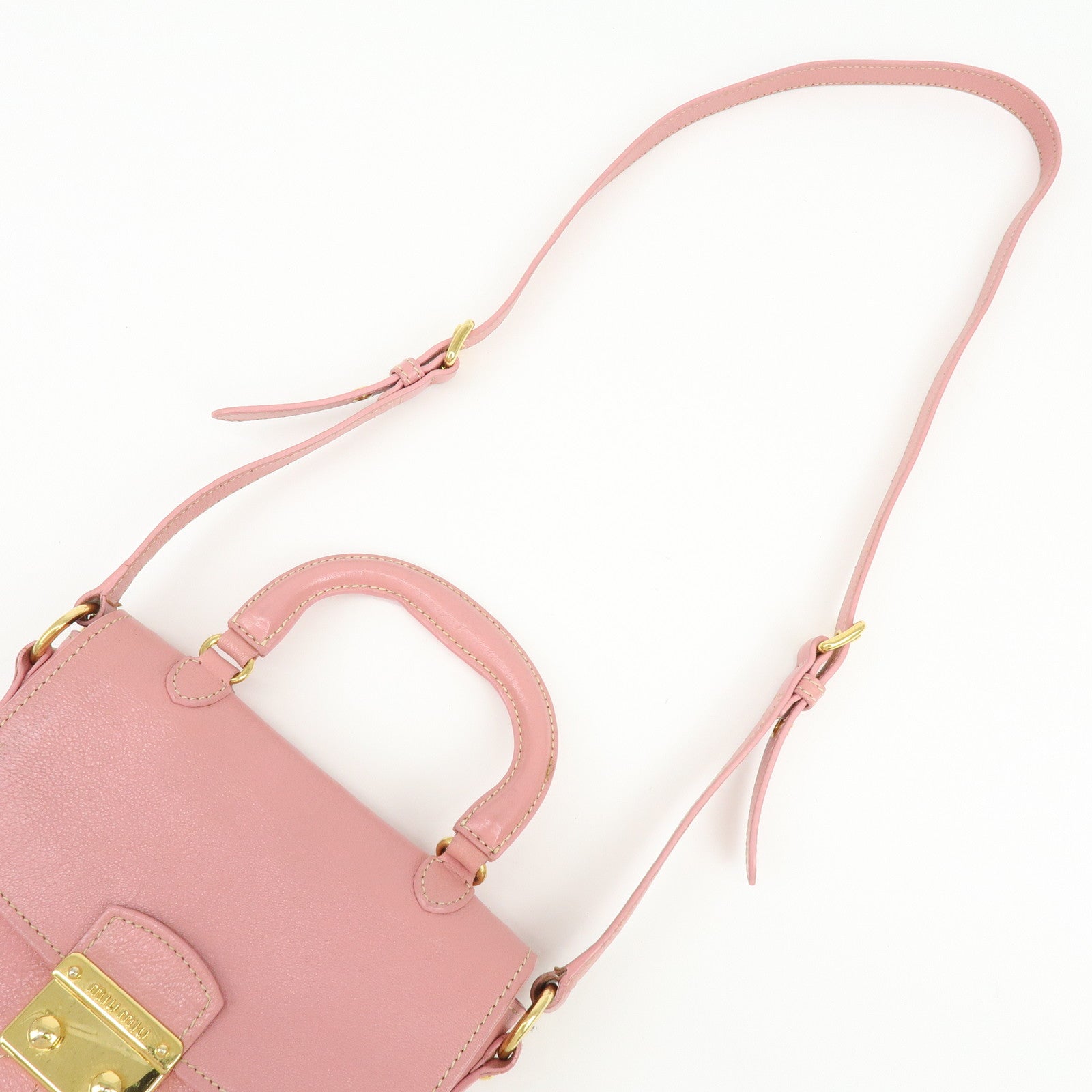 MIU MIU Madras Leather 2Way Bag Hand Bag Shoulder Bag Pink
