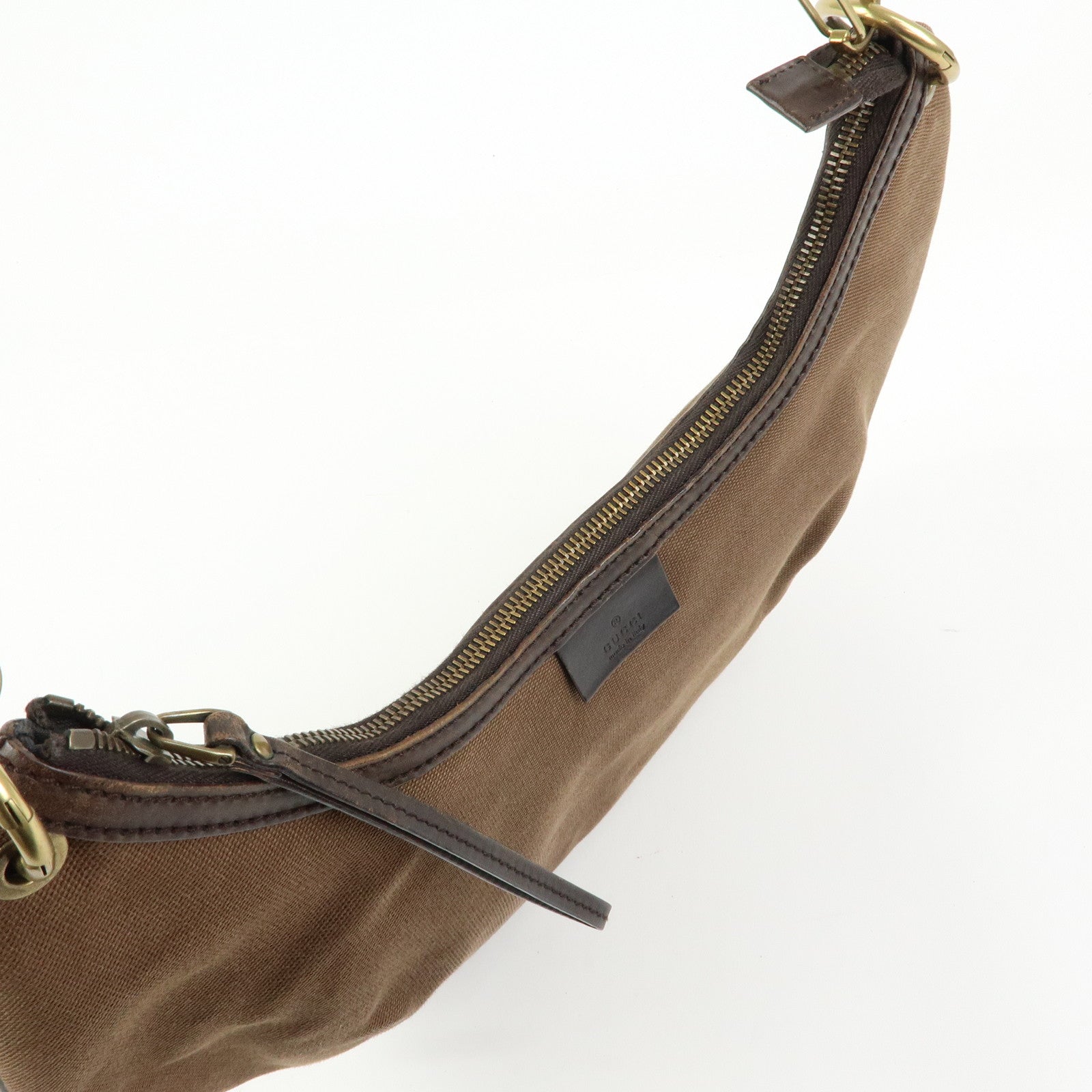 GUCCI Sherry Canvas Leather Shoulder Bag Hand Bag Borwn Orange 106663