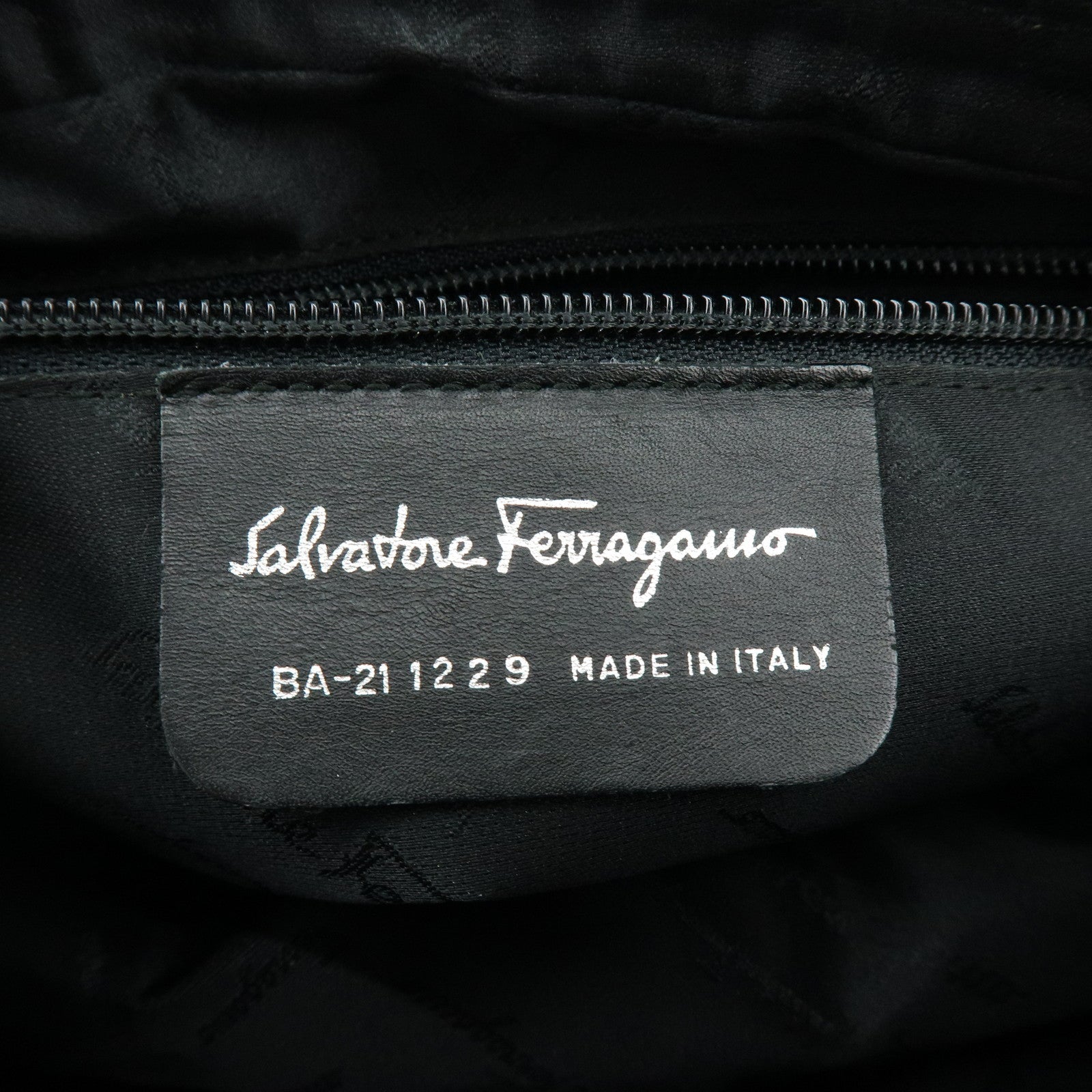 Ferragamo Nylon Leather Hand Bag Mini Boston Bag Black