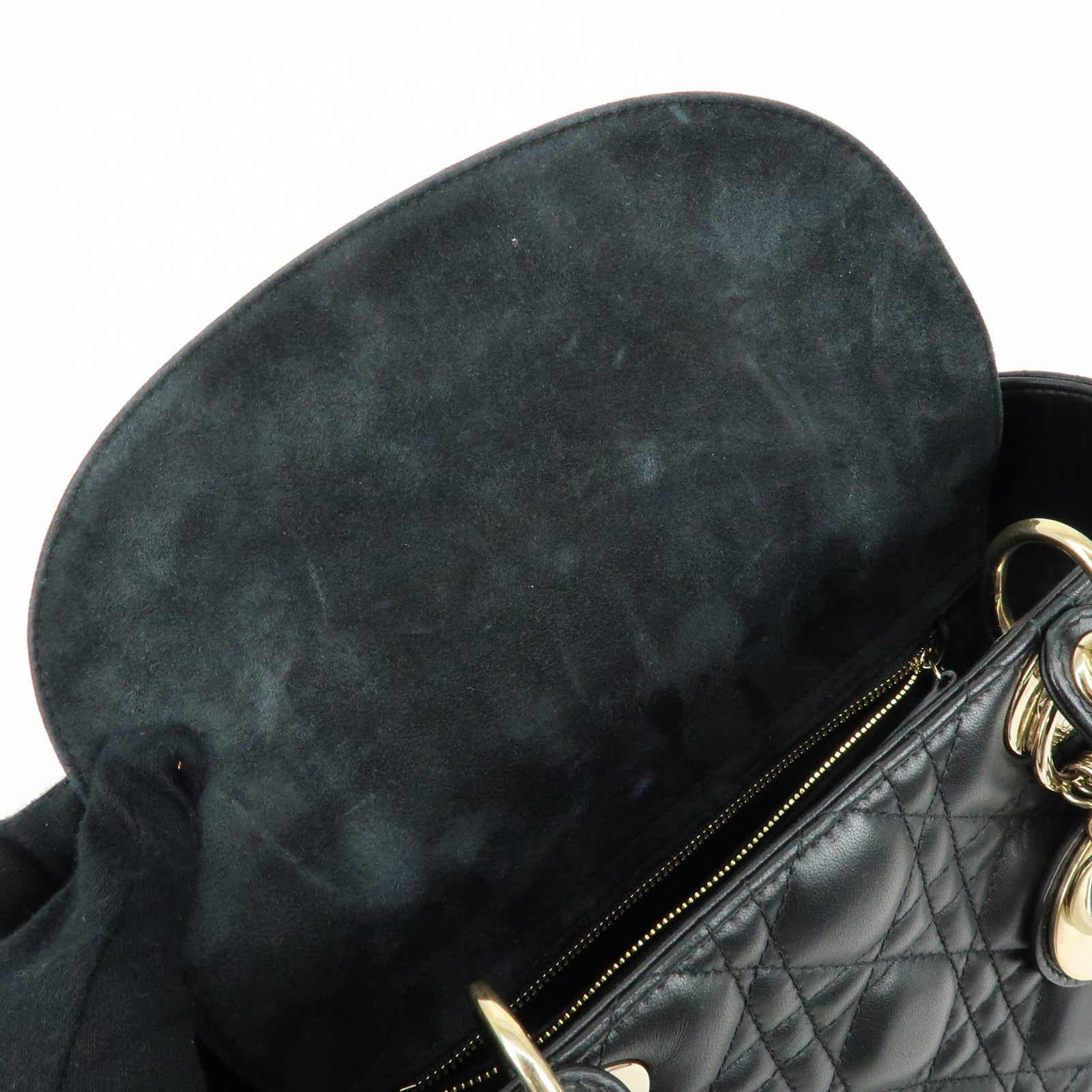 Christian Dior Lady Dior Cannage Lamb skin 2Way Hand Shoulder Bag Black