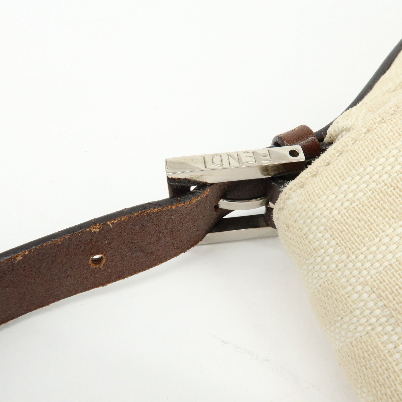 FENDI Mamma Baguette Zucca Jaquard Canvas Leather Shoulder Bag 26325