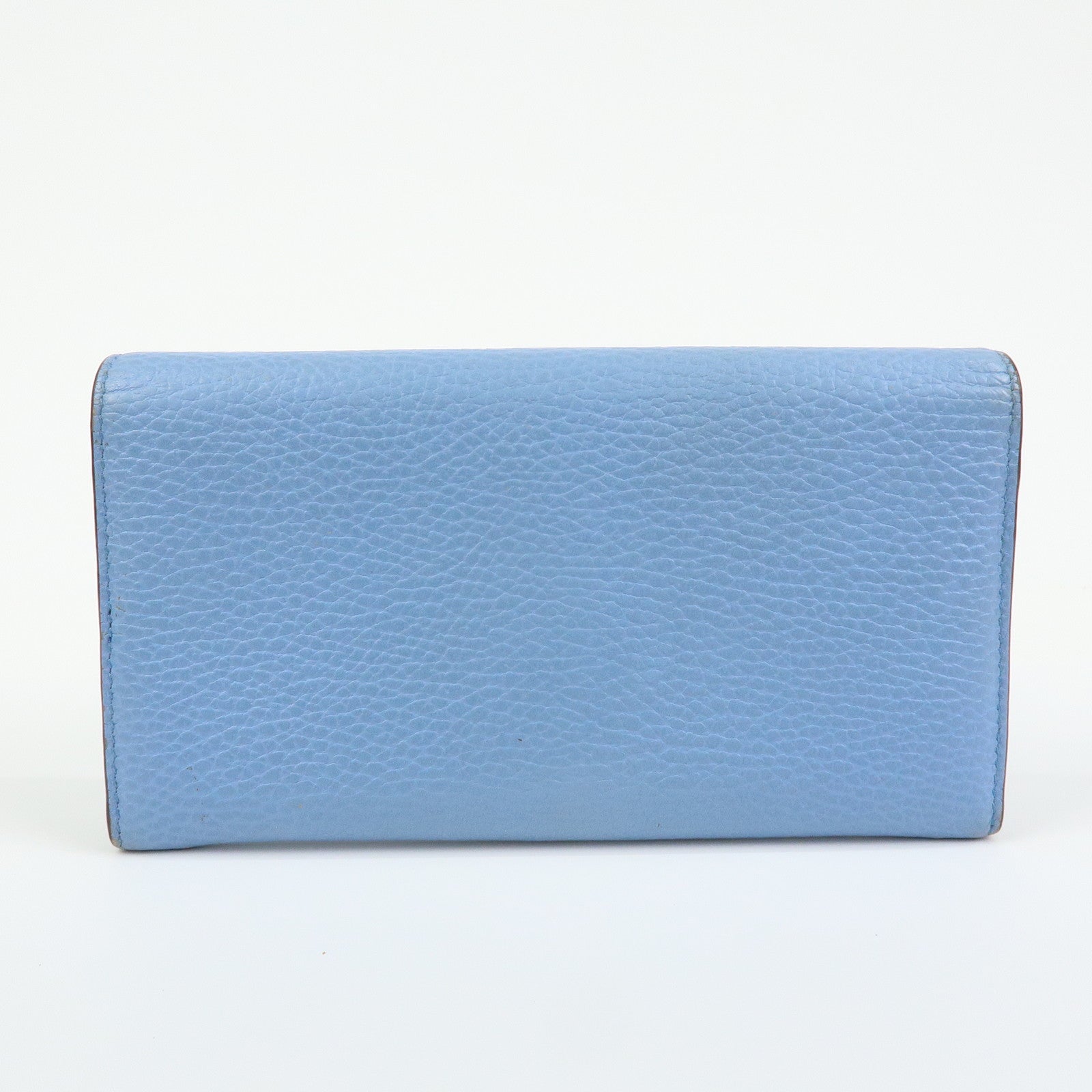 GUCCI Interlocking G Leather Flap Bi-fold Long Wallet Light Blue 449279