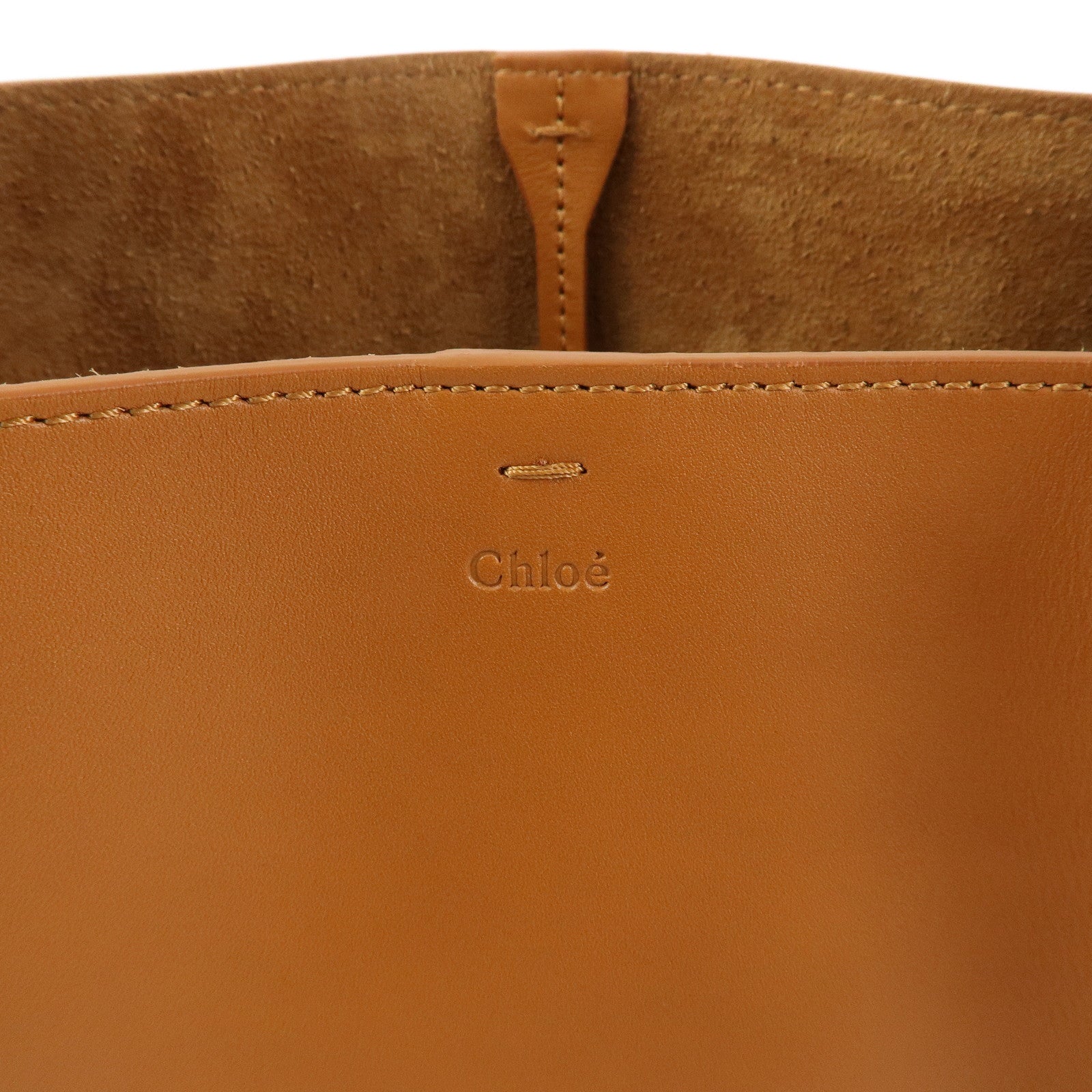 Chloe Logo Mate Leather Shoulder Bag Hand Bag Brown