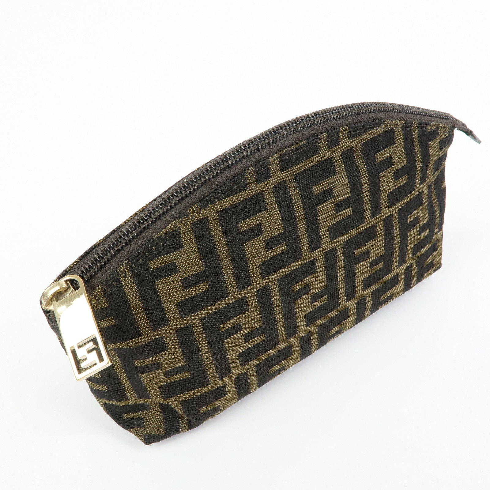 FENDI  Zucca Canvas Pouch Cosmetic Pouch Brown Gold 7N0005