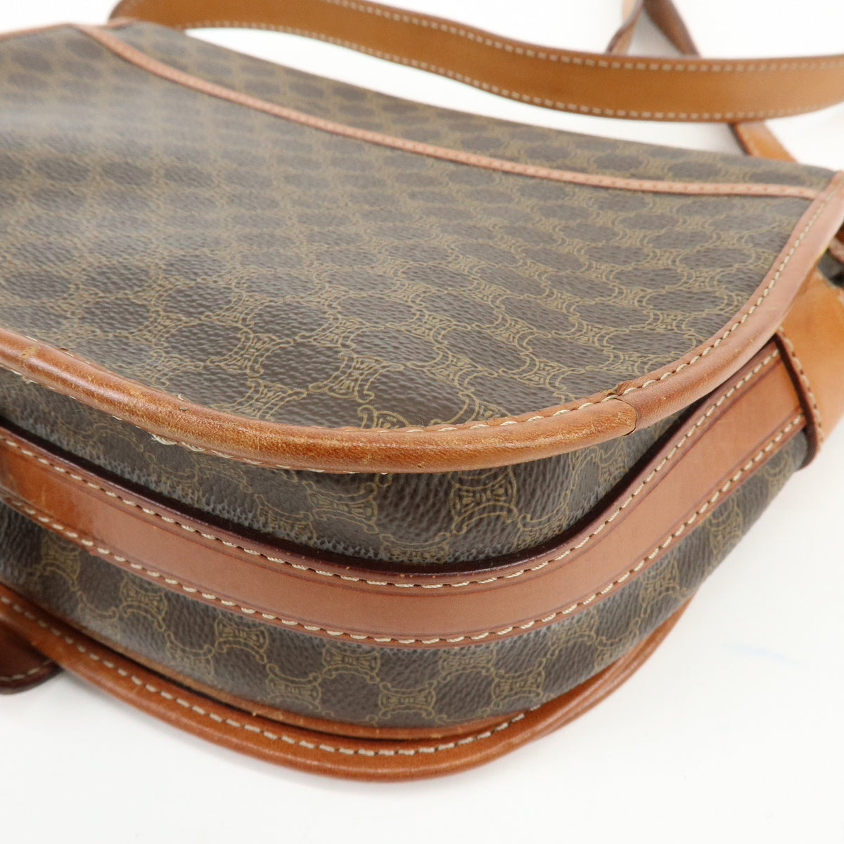CELINE Macadam Canvas Leather Shoulder Bag Crossbody Bag Brown