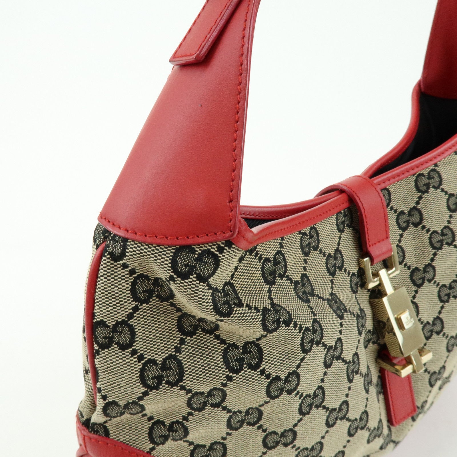 GUCCI Jackie GG Canvas Leather Shoulder Bag Hand Bag Beige 001.3306
