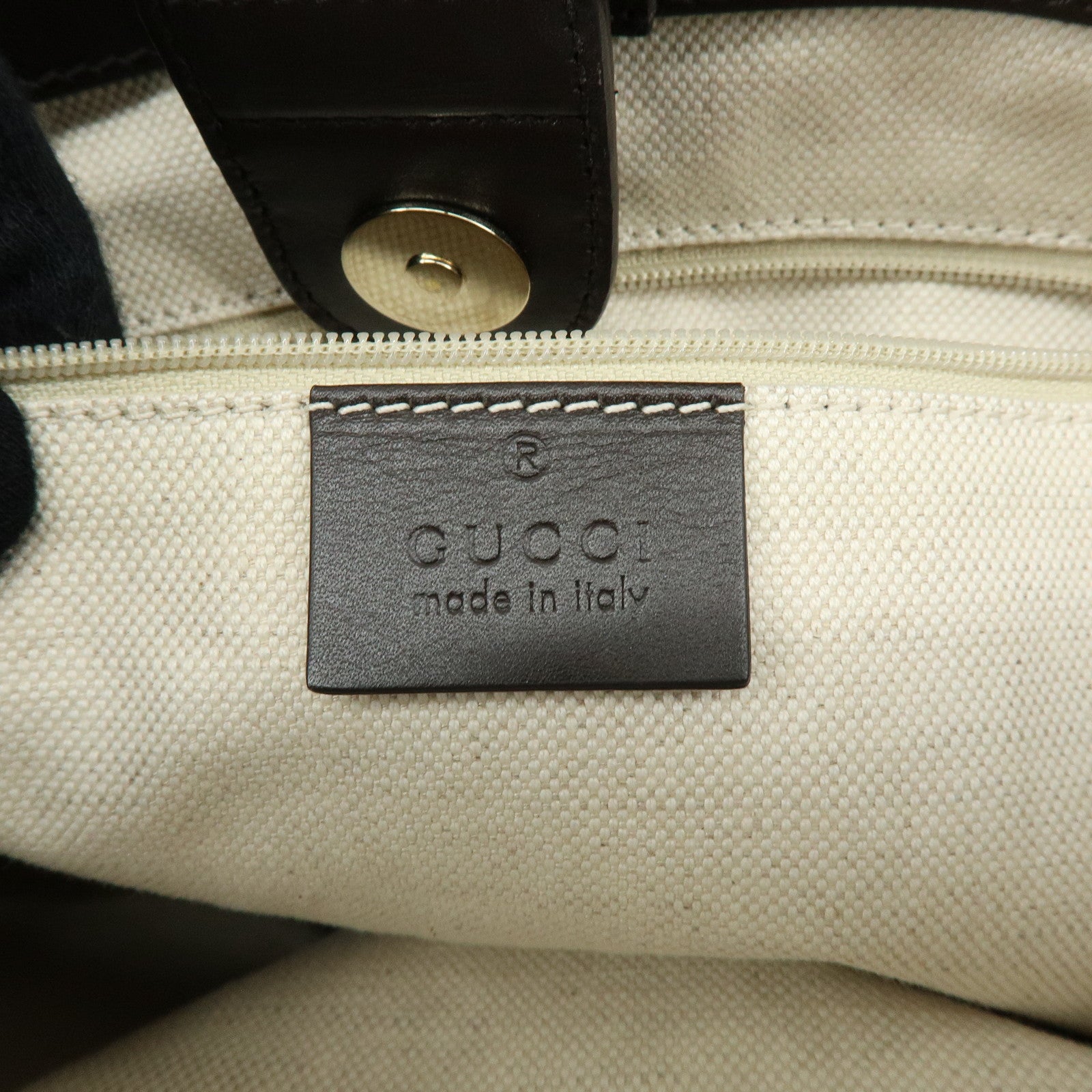 GUCCI Sukey GG Canvas Leather Tote Bag Hand Bag Beige Dark Brown 296835