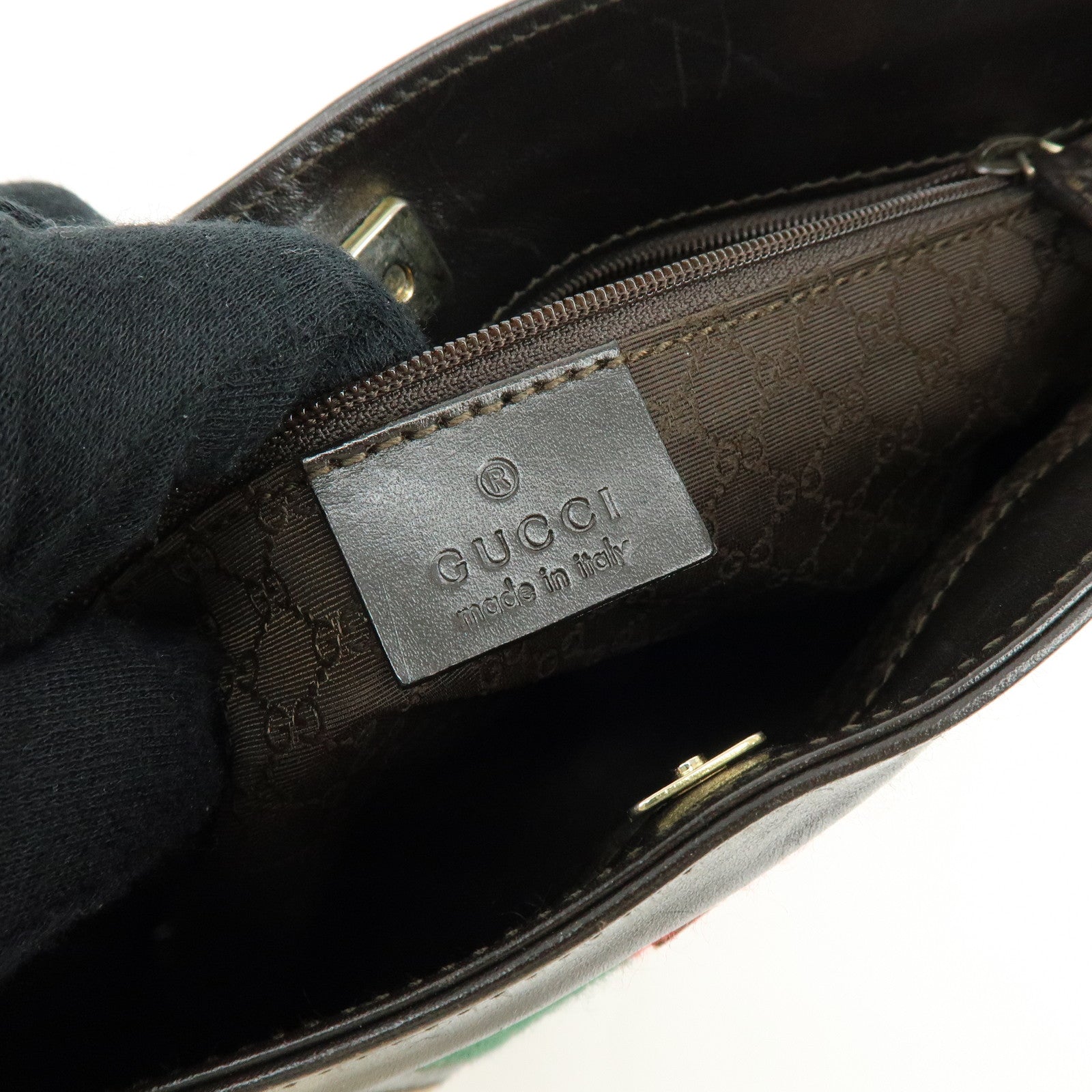 GUCCI Sherry Canvas Leather Shoulder Bag Beige Brown 001・4231