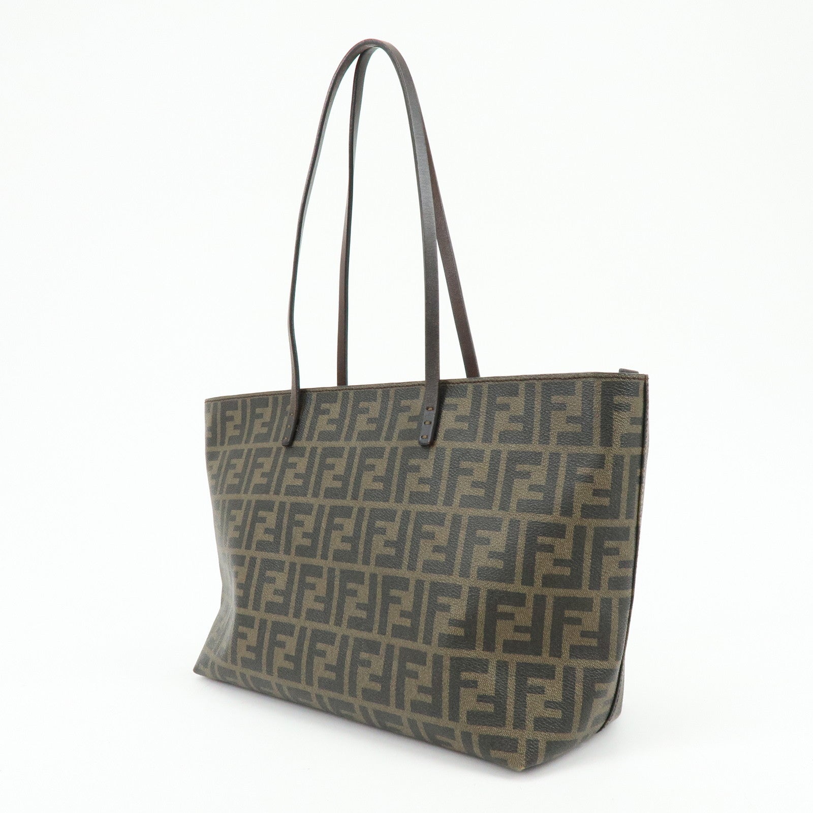 FENDI Zucca PVC Leather Tote Bag Shoulder Bag Brown 8BH198