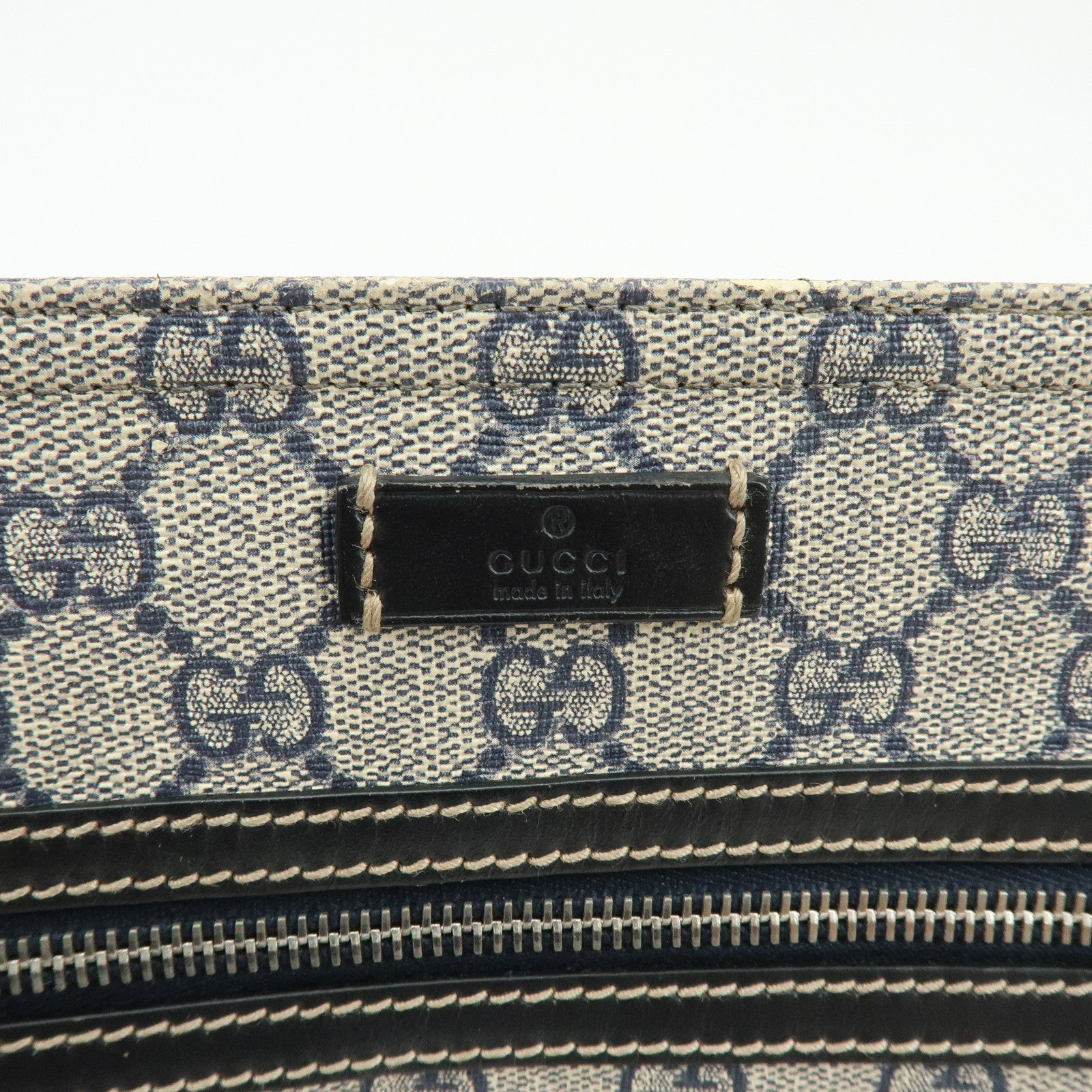 GUCCI GG Supreme Leather Shoulder Crossbody Bag Blue Beige 295257