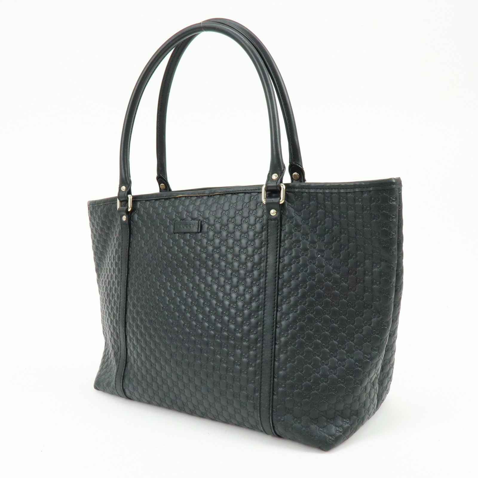 GUCCI Microguccissima Leather Tote Bag Shoulder Bag Black 449647