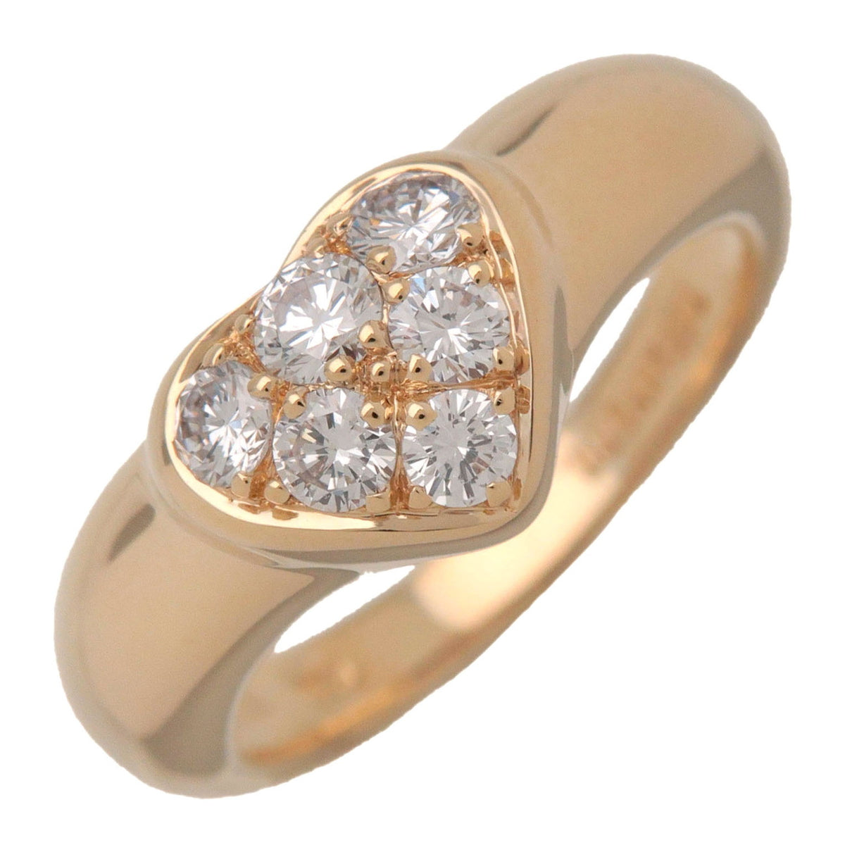 Tiffany & Co Friendship Pave Heart 6P Diamond Ring K18 750YG US4 EU47