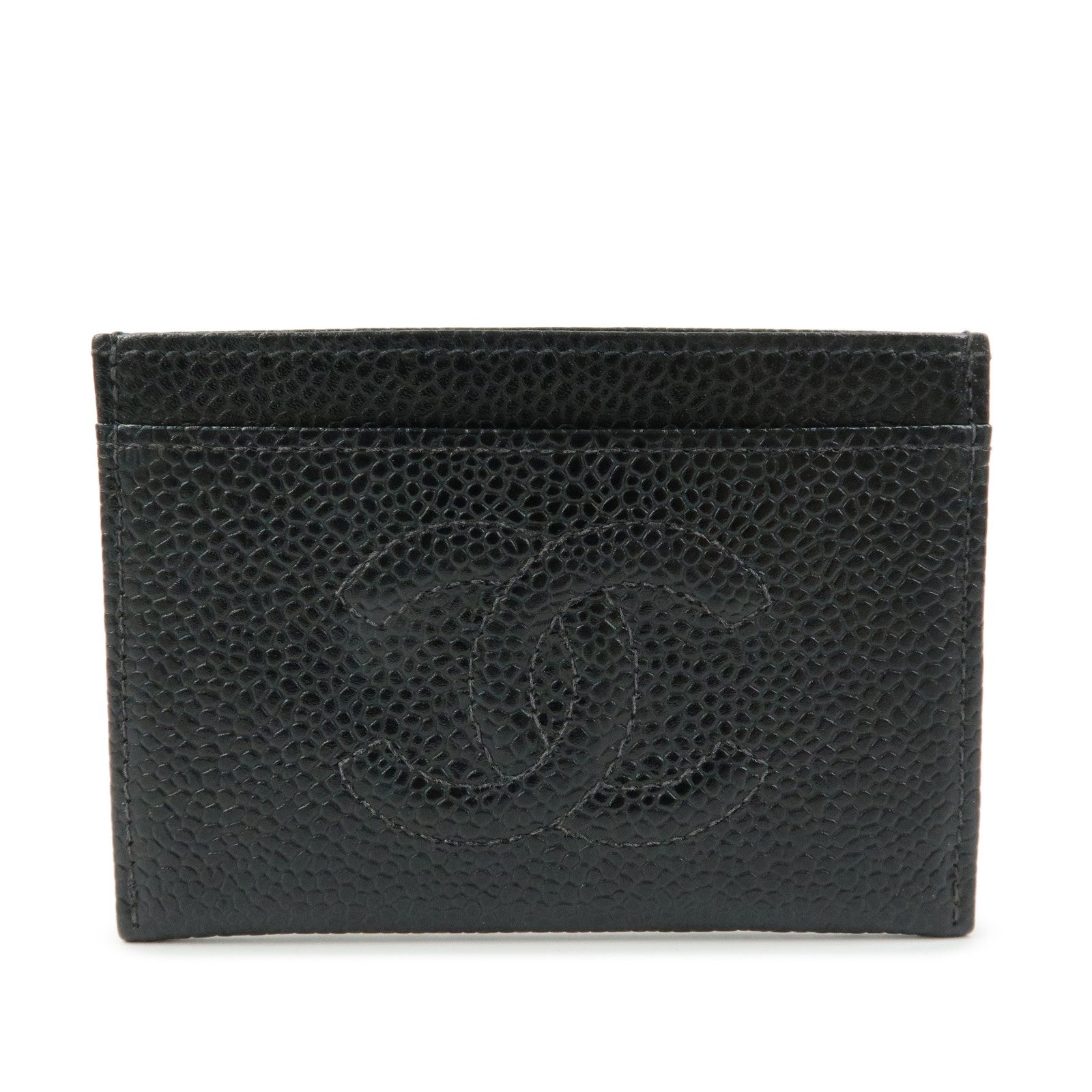 CHANEL COCO Mark Caviarskin Card Case Card Holder Black