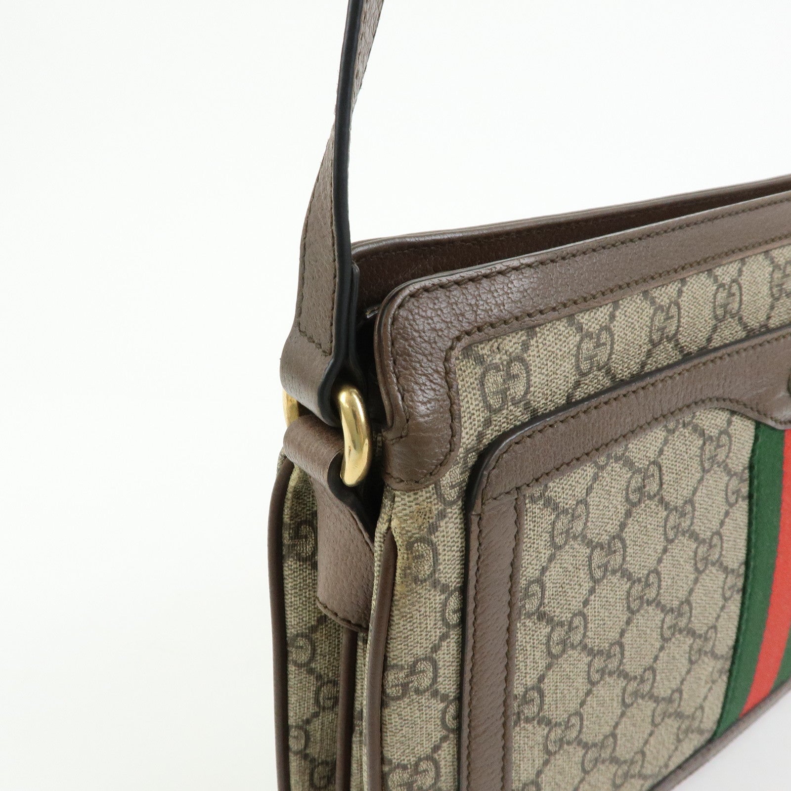 GUCCI Ophidia Sherry GG Supreme Leather Shoulder Bag Beige Brown 523354