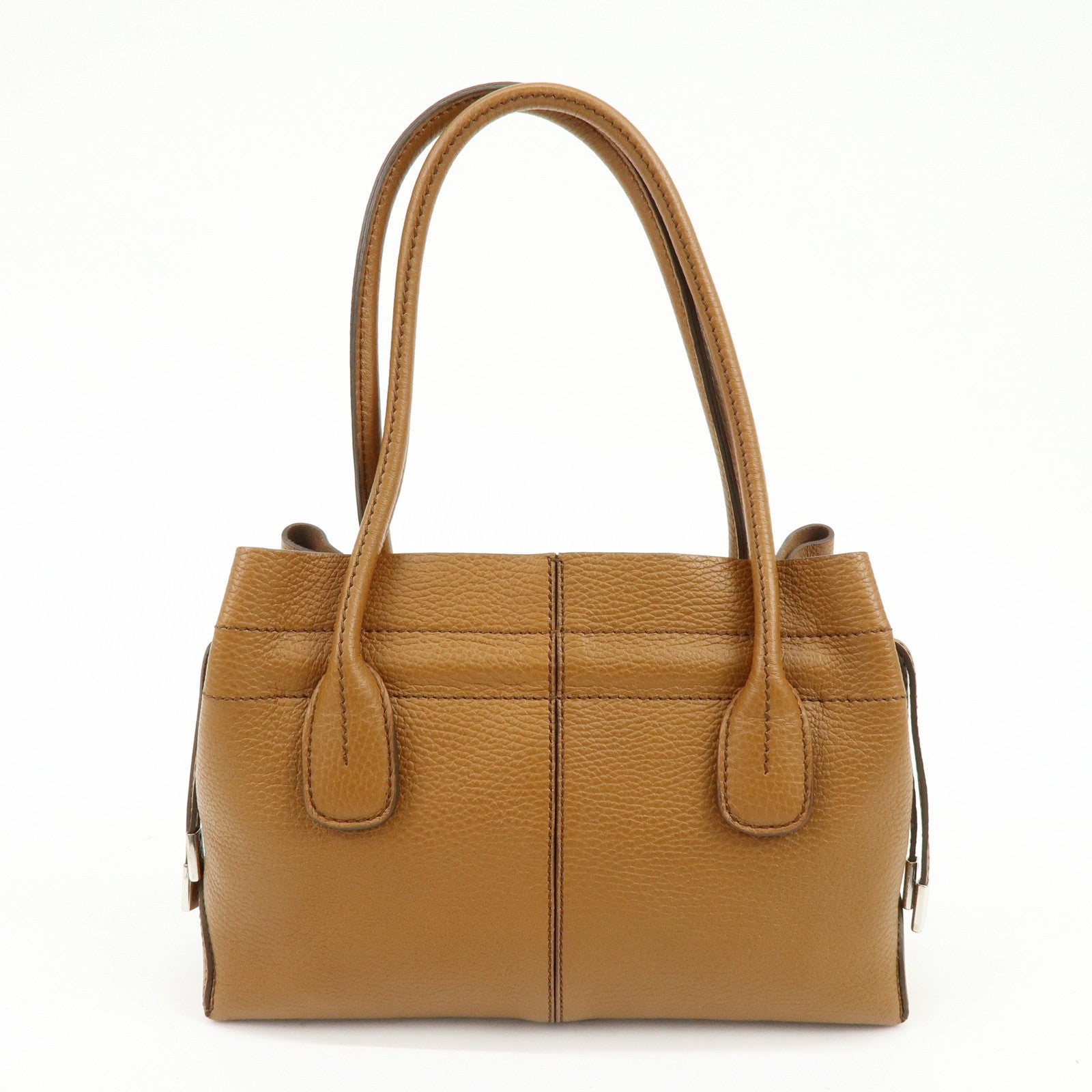 TOD'S Logo Leather Shoulder Bag Hand Bag Tote Bag Camel Brown
