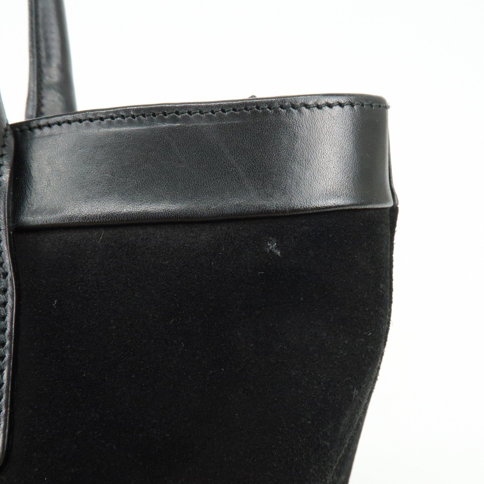 GUCCI Sherry Suede Leather Shoulder Bag Tote Bag Black 33890