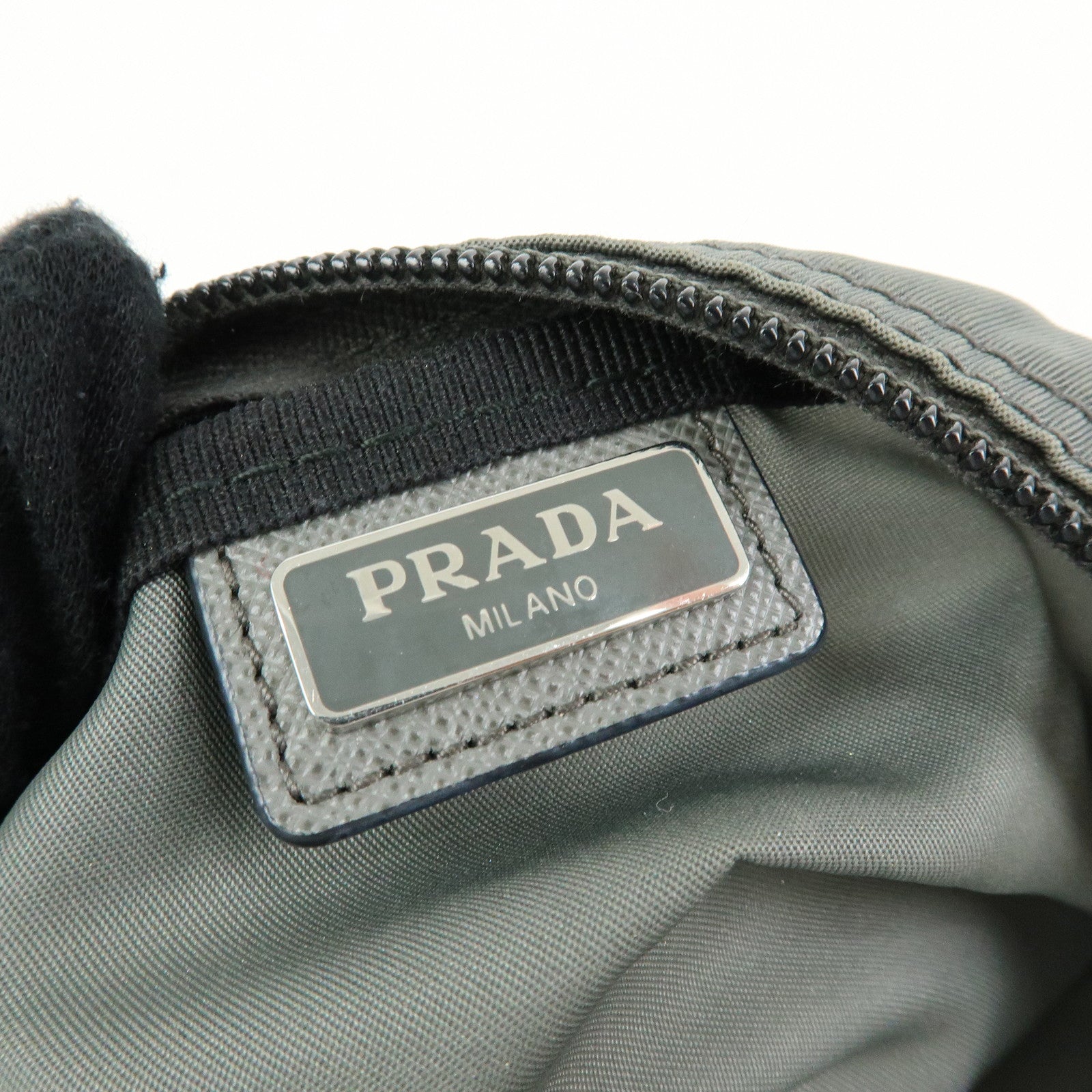 PRADA Triangle Logo Nylon Pouch Cosmetic Case Makeup Case Gray