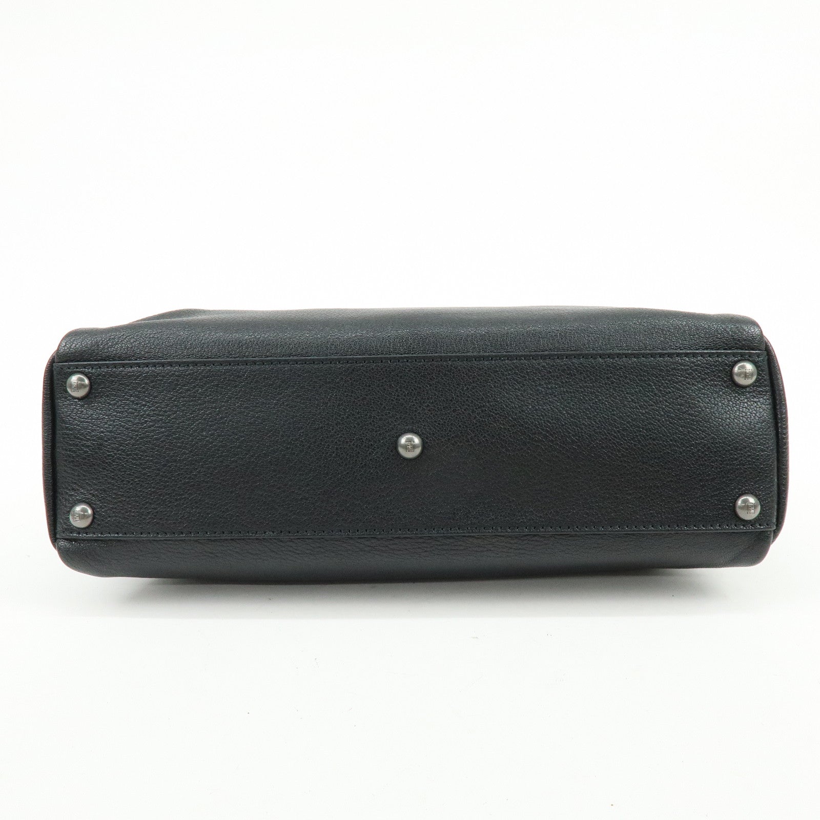 FENDI Peekaboo Leather 2Way Shoulder Bag Hand Bag Black 8BN226