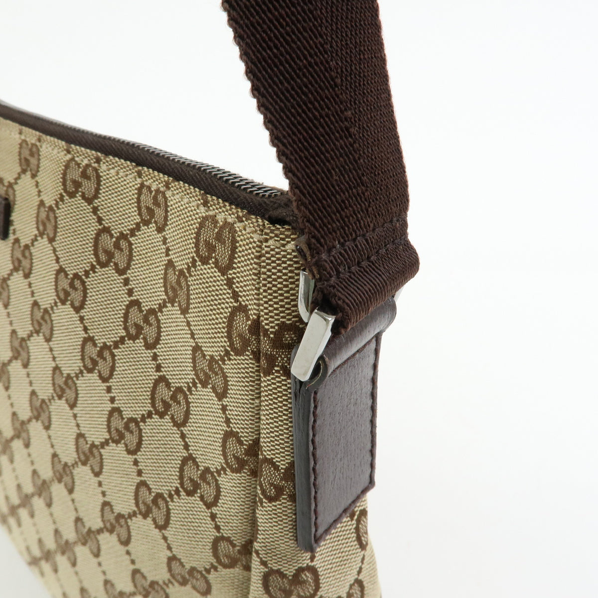 GUCCI GG Canvas Leather Shoulder Bag Crossbody Bag Beige Brown 114273